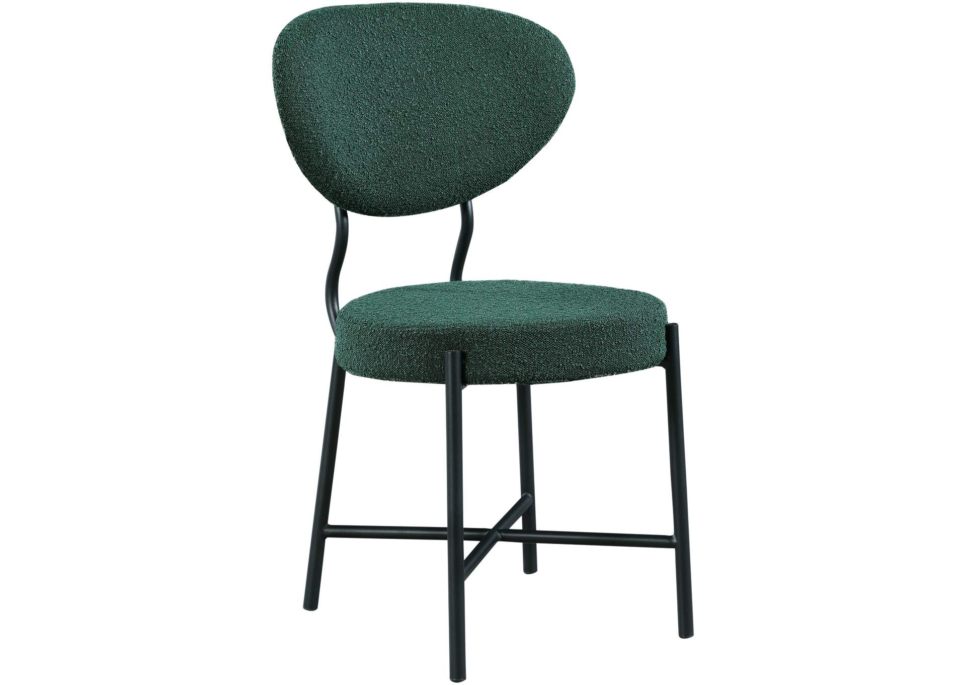 Allure Green Boucle Fabric Dining Chair Set of 2,Meridian Furniture