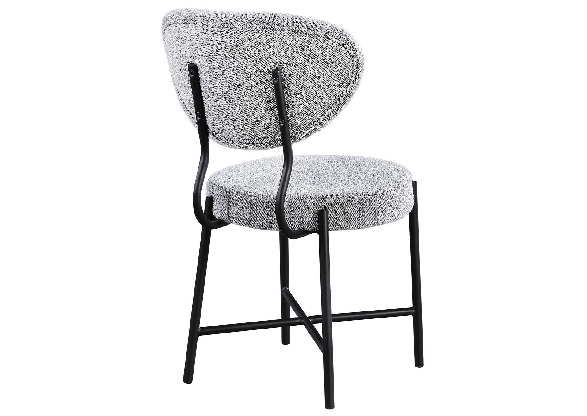 Allure Grey Boucle Fabric Dining Chair Set of 2,Meridian Furniture