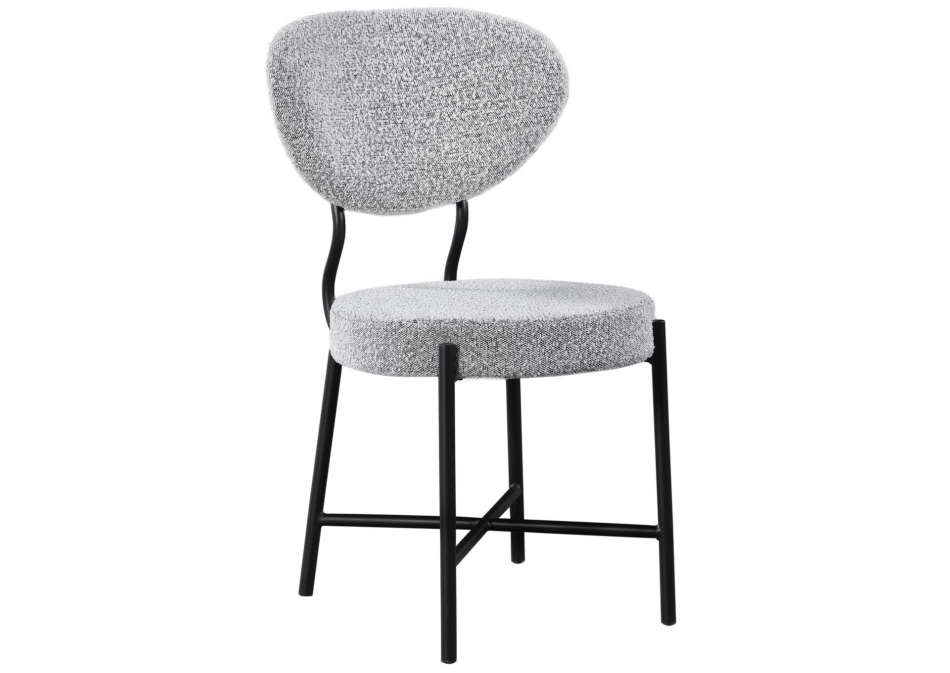 Allure Grey Boucle Fabric Dining Chair Set of 2,Meridian Furniture