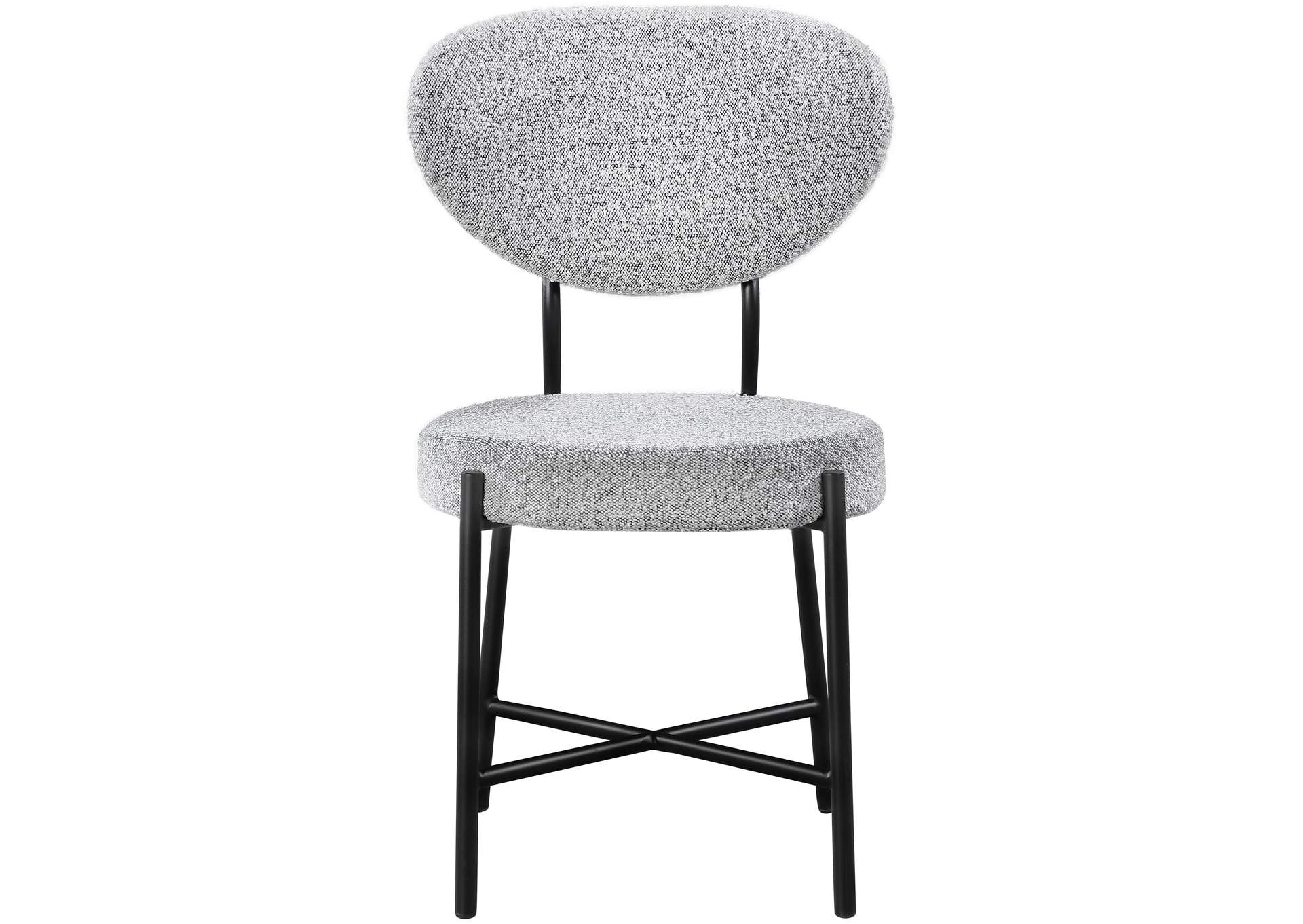 Allure Grey Boucle Fabric Dining Chair Set of 2,Meridian Furniture