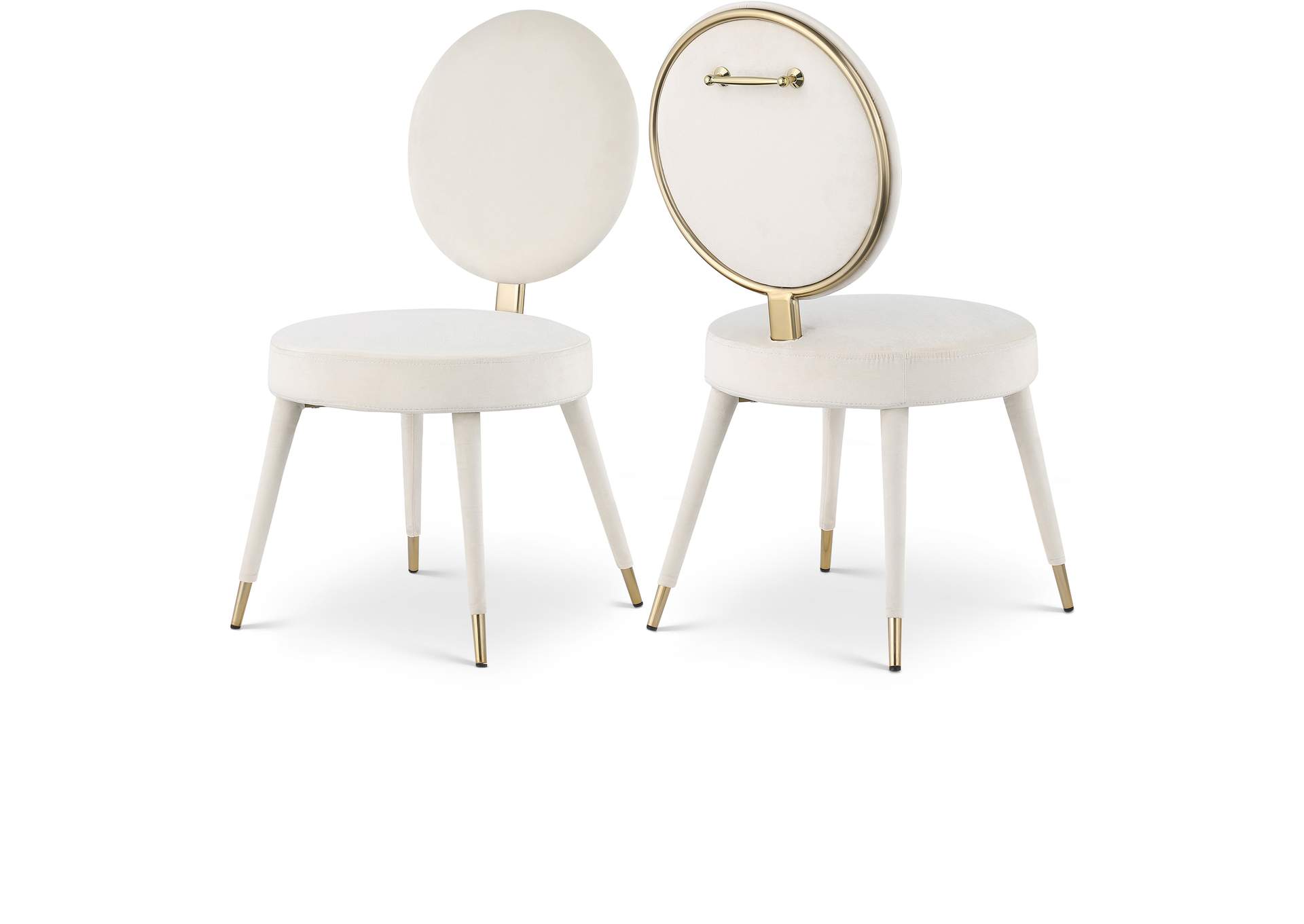 Brandy Cream Velvet Dining Chair Set of 2,Meridian Furniture