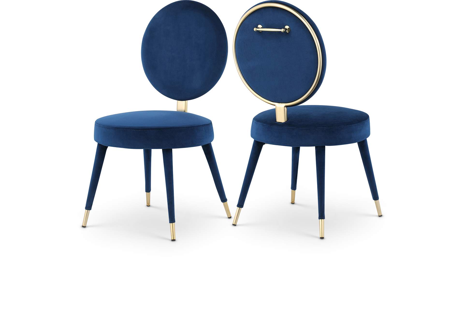 Brandy Navy Velvet Dining Chair Set of 2,Meridian Furniture