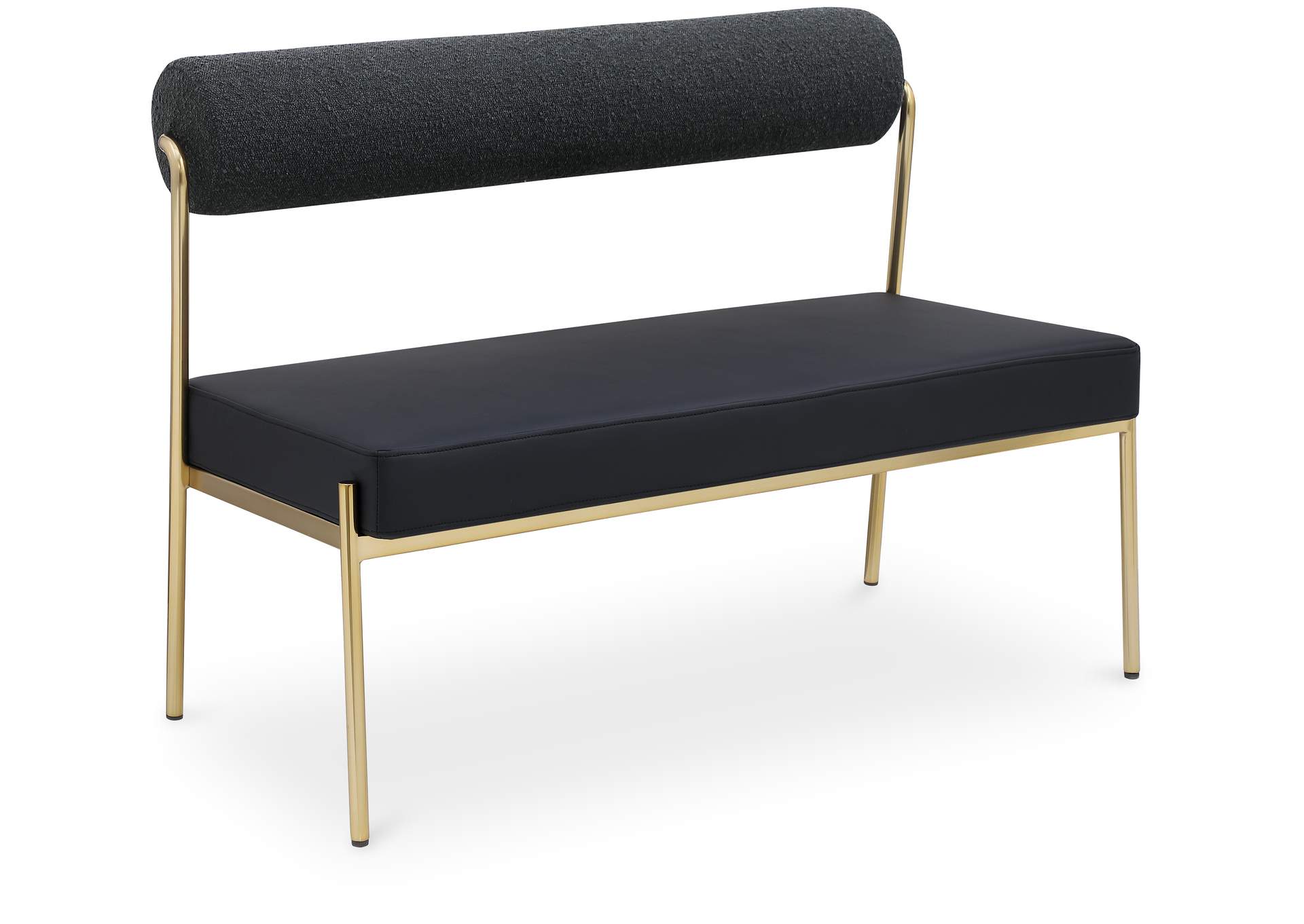 Carly Black Faux Leather Bench,Meridian Furniture