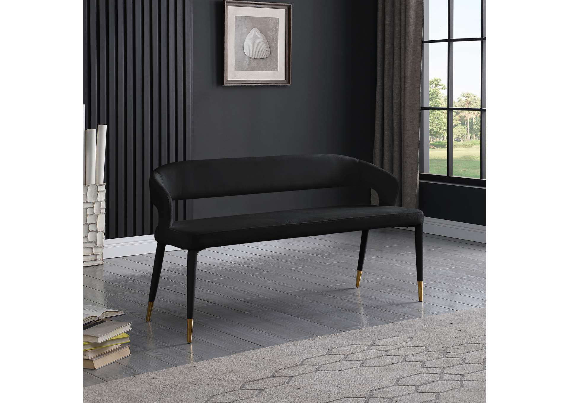 Destiny Black Velvet Bench,Meridian Furniture