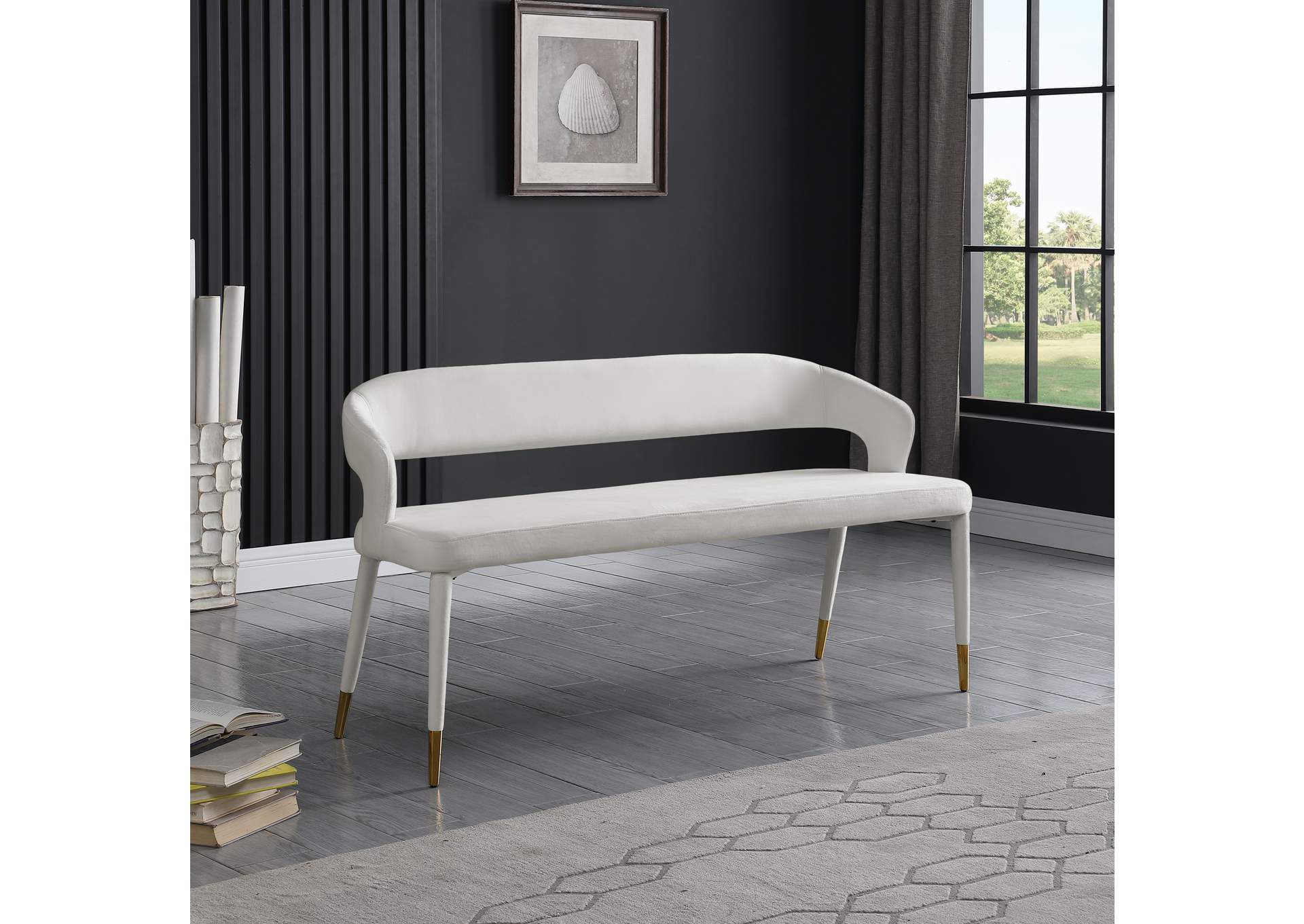 Destiny Cream Velvet Bench,Meridian Furniture