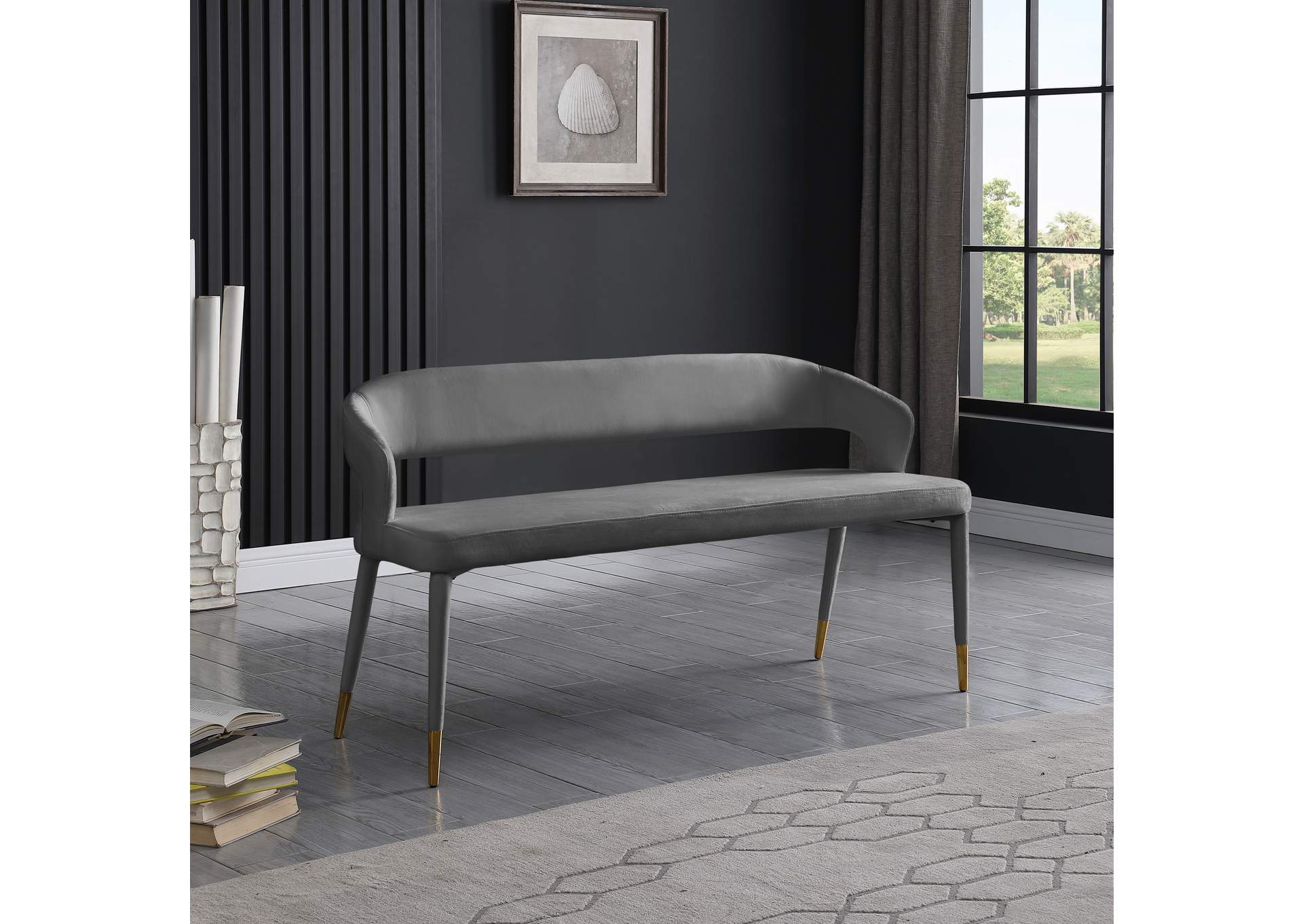 Destiny Grey Velvet Bench,Meridian Furniture