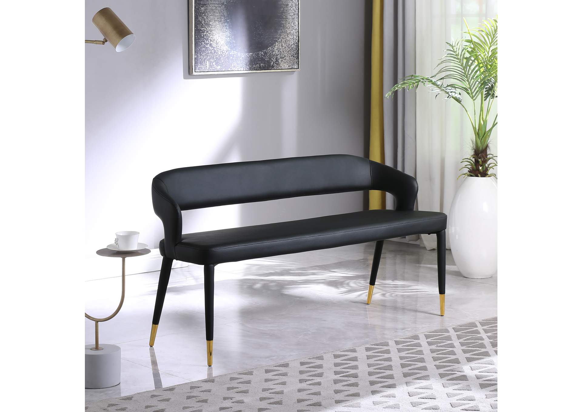 Destiny Black Faux Leather Bench,Meridian Furniture