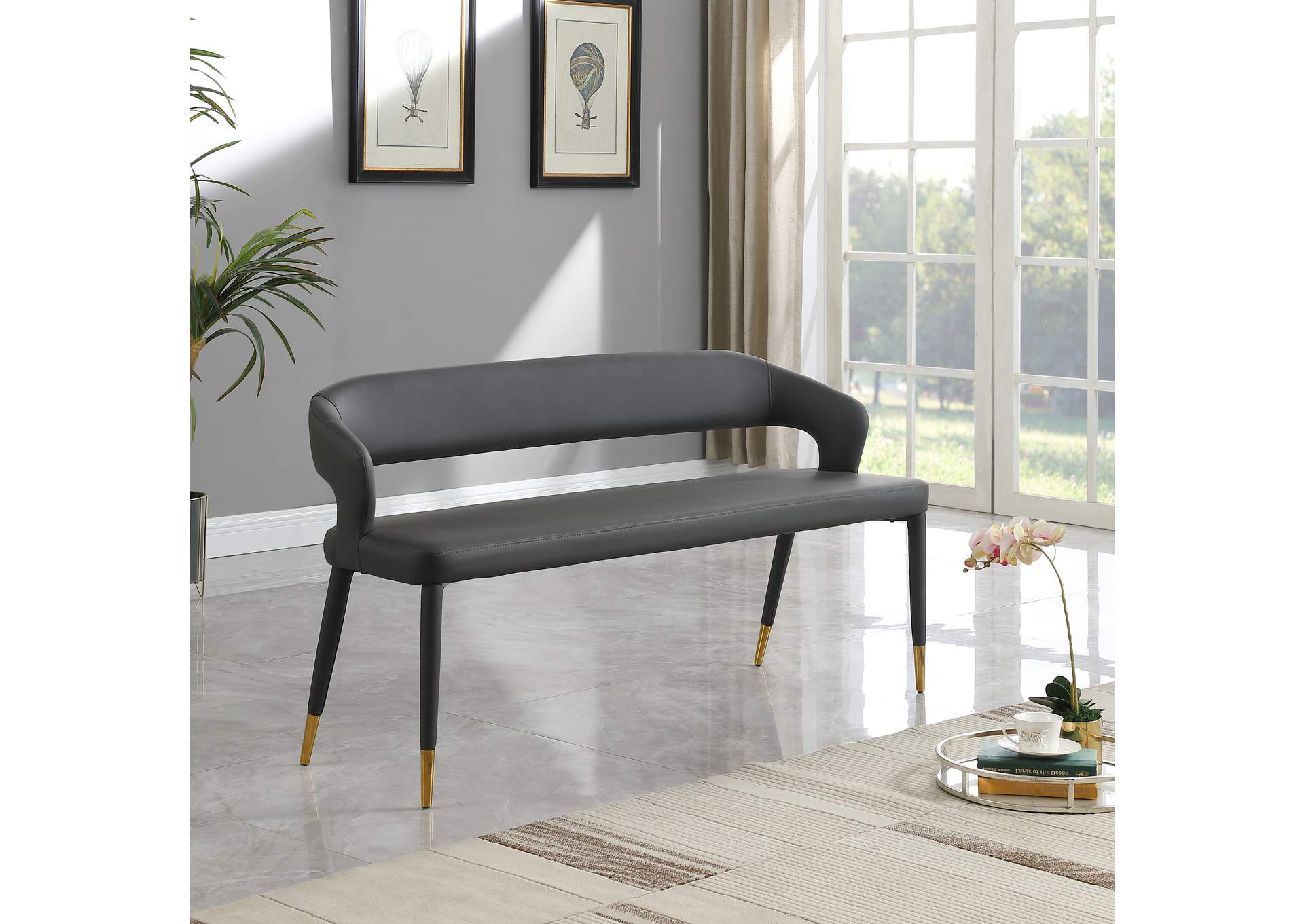 Destiny Grey Faux Leather Bench,Meridian Furniture