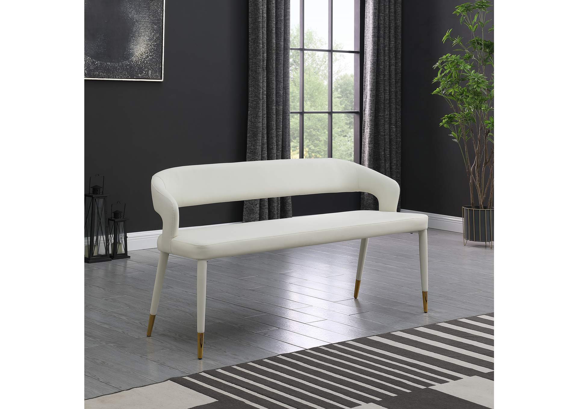 Destiny White Faux Leather Bench,Meridian Furniture