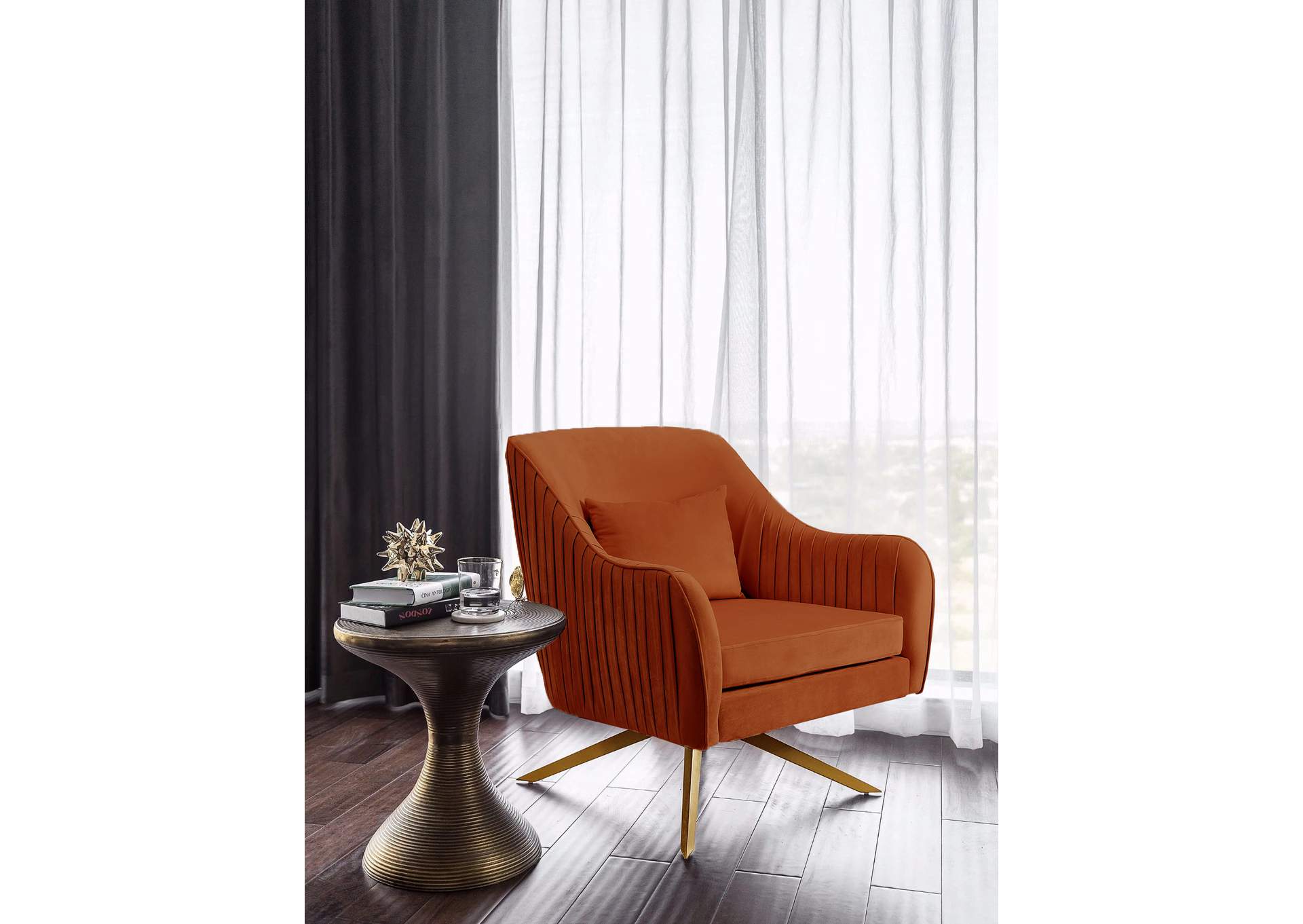 Paloma Cognac Velvet Accent Chair,Meridian Furniture