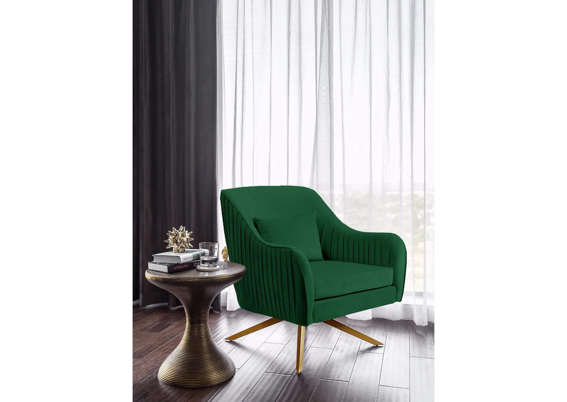 Paloma Green Velvet Accent Chair,Meridian Furniture