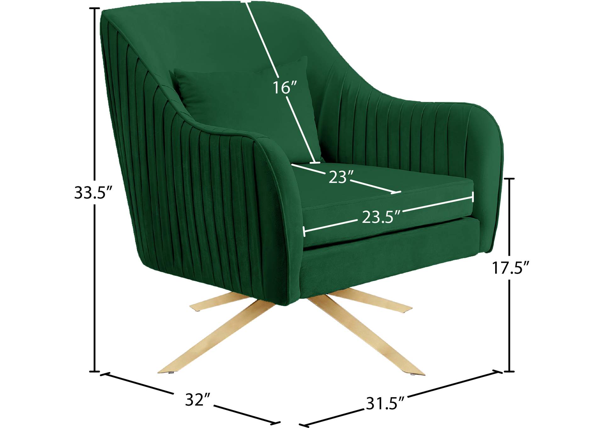 Paloma Green Velvet Accent Chair,Meridian Furniture