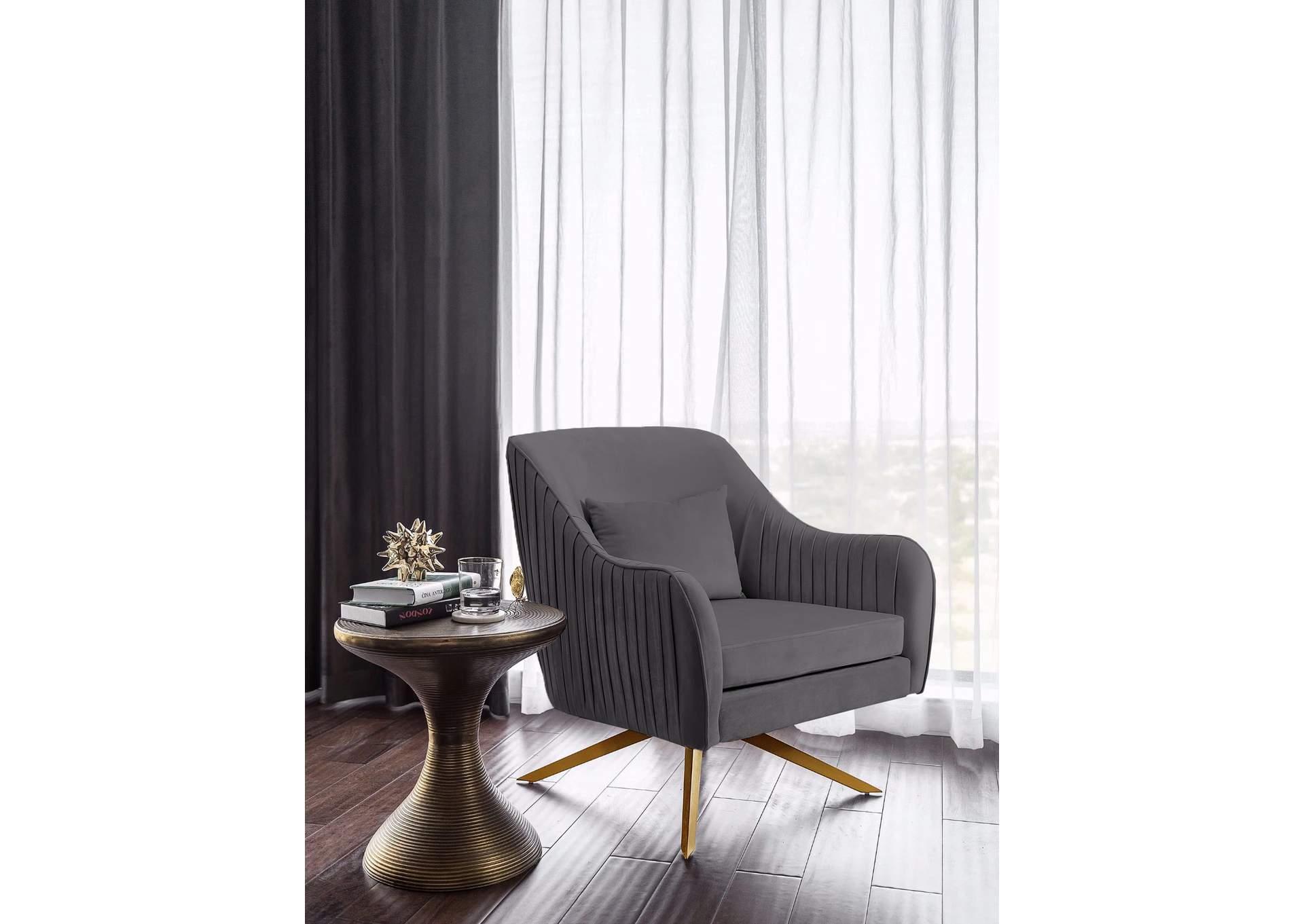 Paloma Grey Velvet Accent Chair,Meridian Furniture