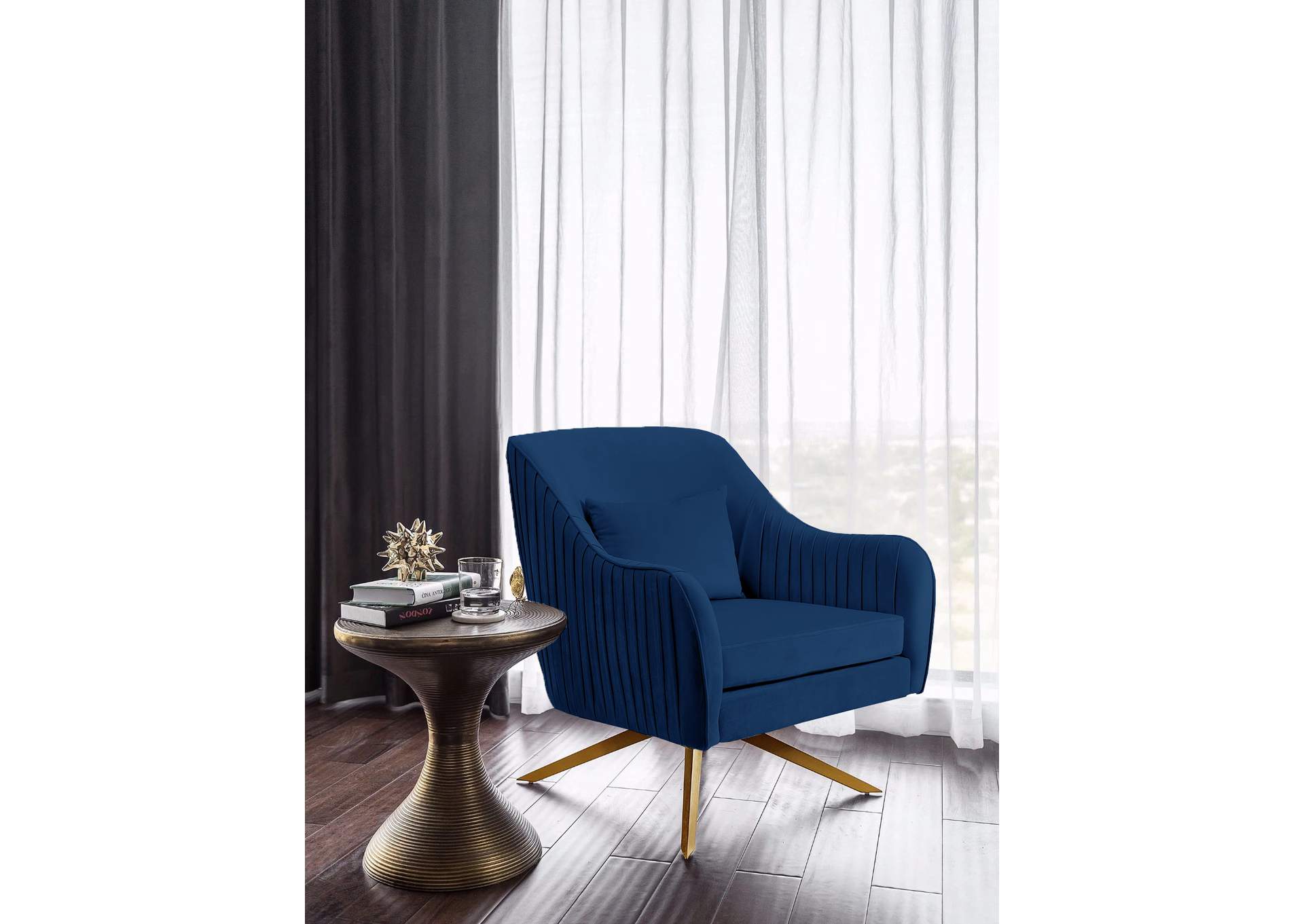 Paloma Navy Velvet Accent Chair,Meridian Furniture