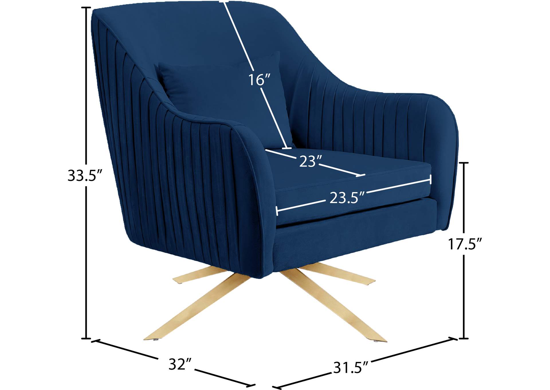 Paloma Navy Velvet Accent Chair,Meridian Furniture