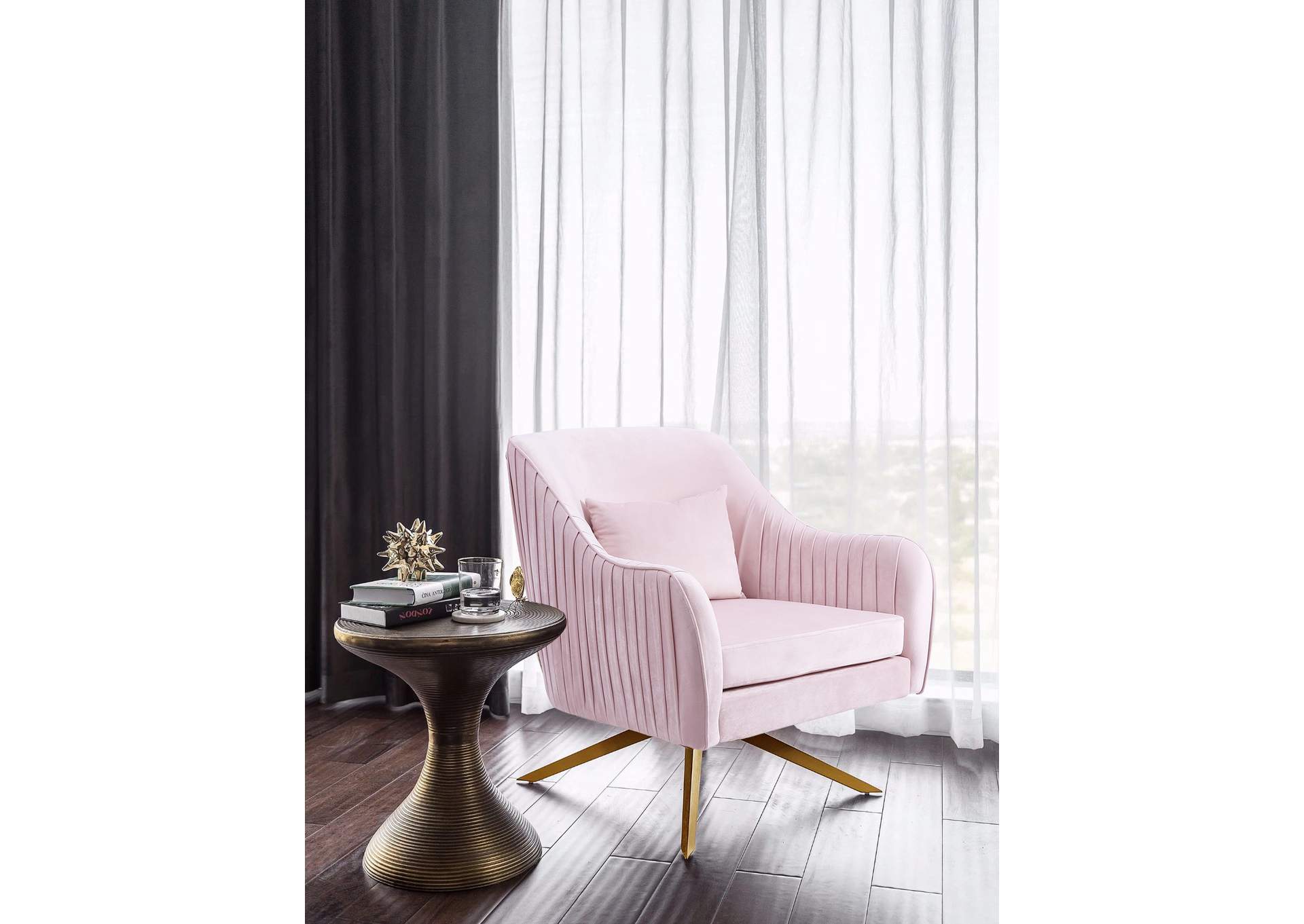 Paloma Pink Velvet Accent Chair,Meridian Furniture