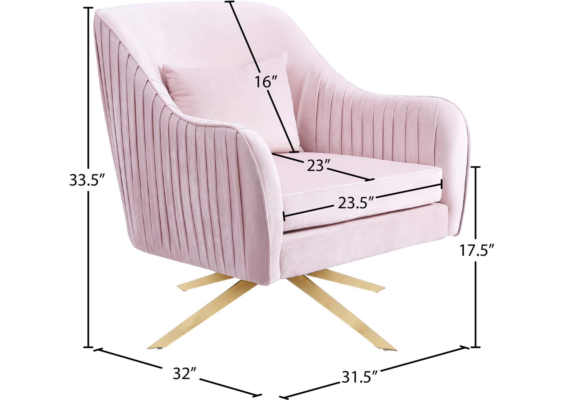 Paloma Pink Velvet Accent Chair,Meridian Furniture