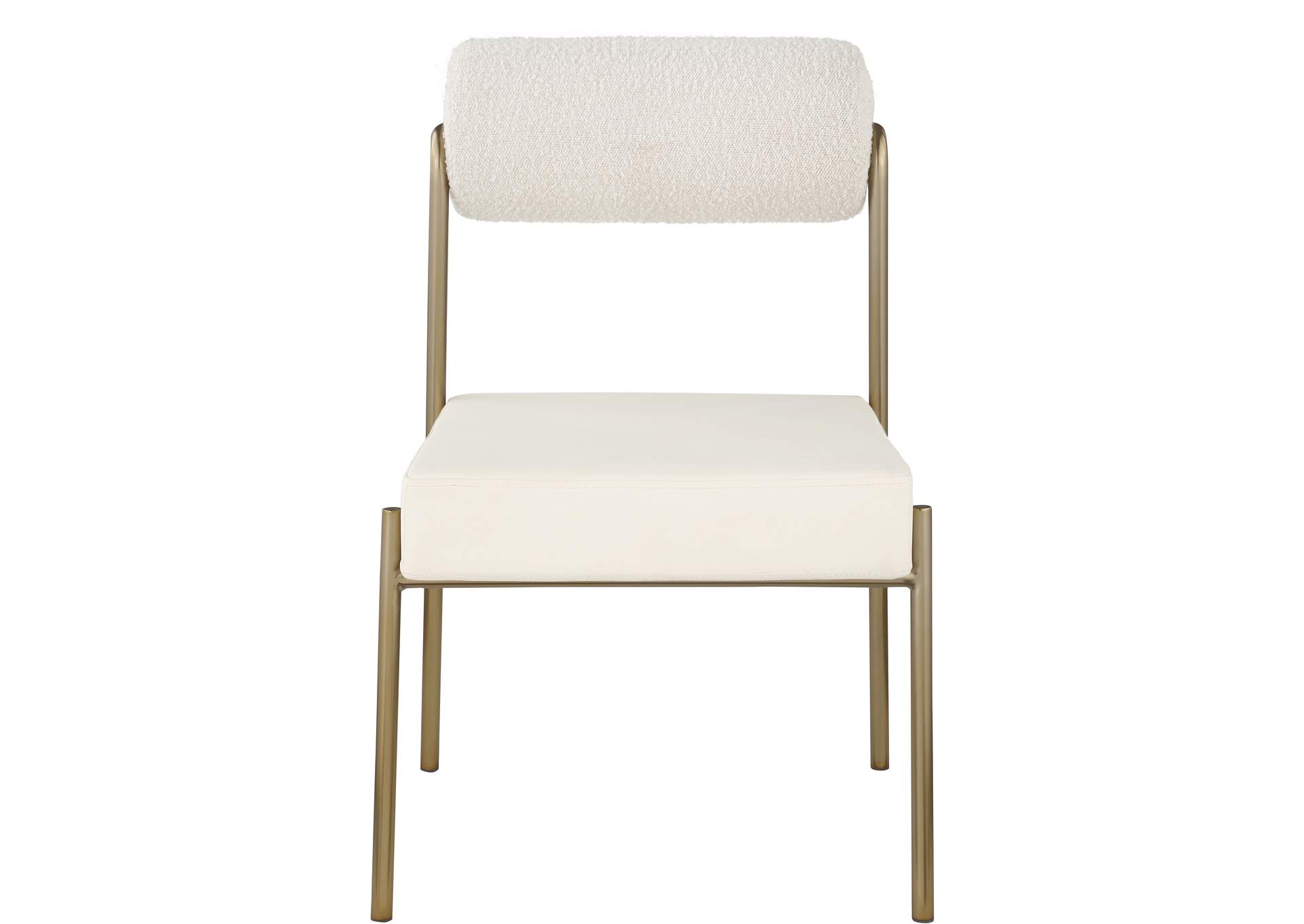 Carly Cream Faux Leather Seat - Boucle Fabric Back Dining Chair Set of 2,Meridian Furniture