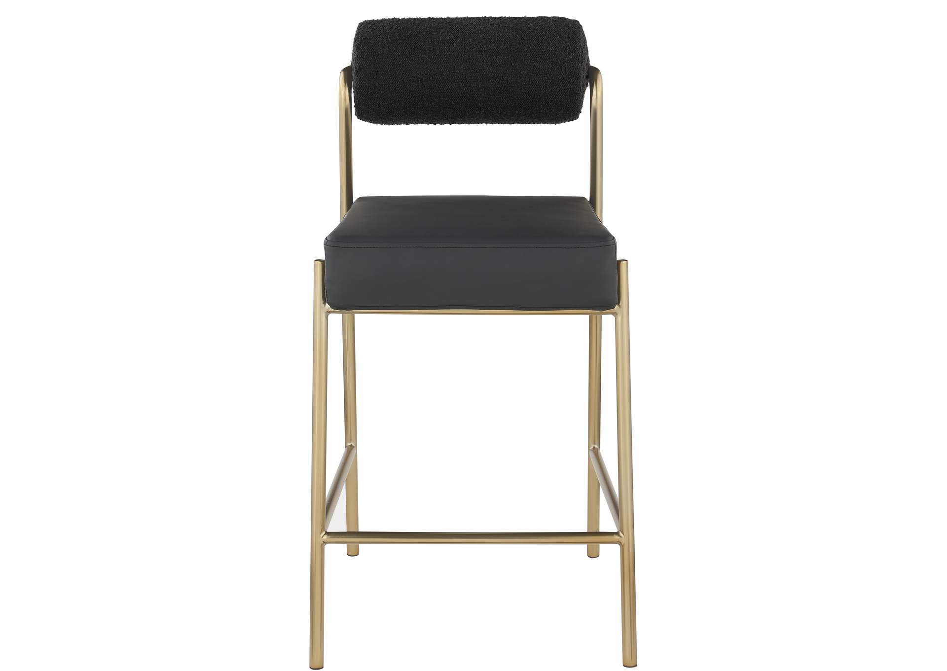 Carly Black Faux Leather Seat - Boucle Fabric Back Counter Stool,Meridian Furniture