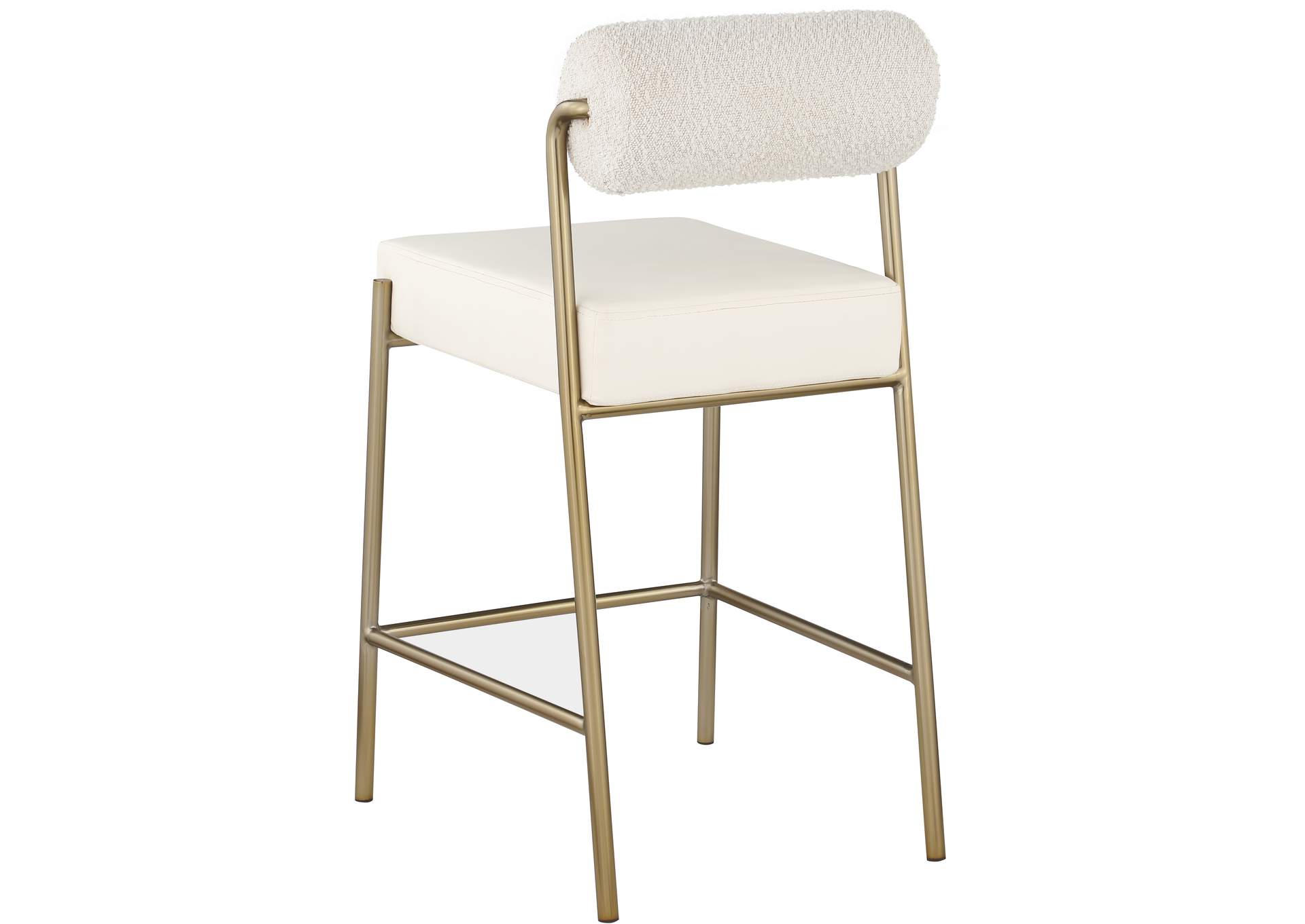 Carly Cream Faux Leather Seat - Boucle Fabric Back Counter Stool,Meridian Furniture