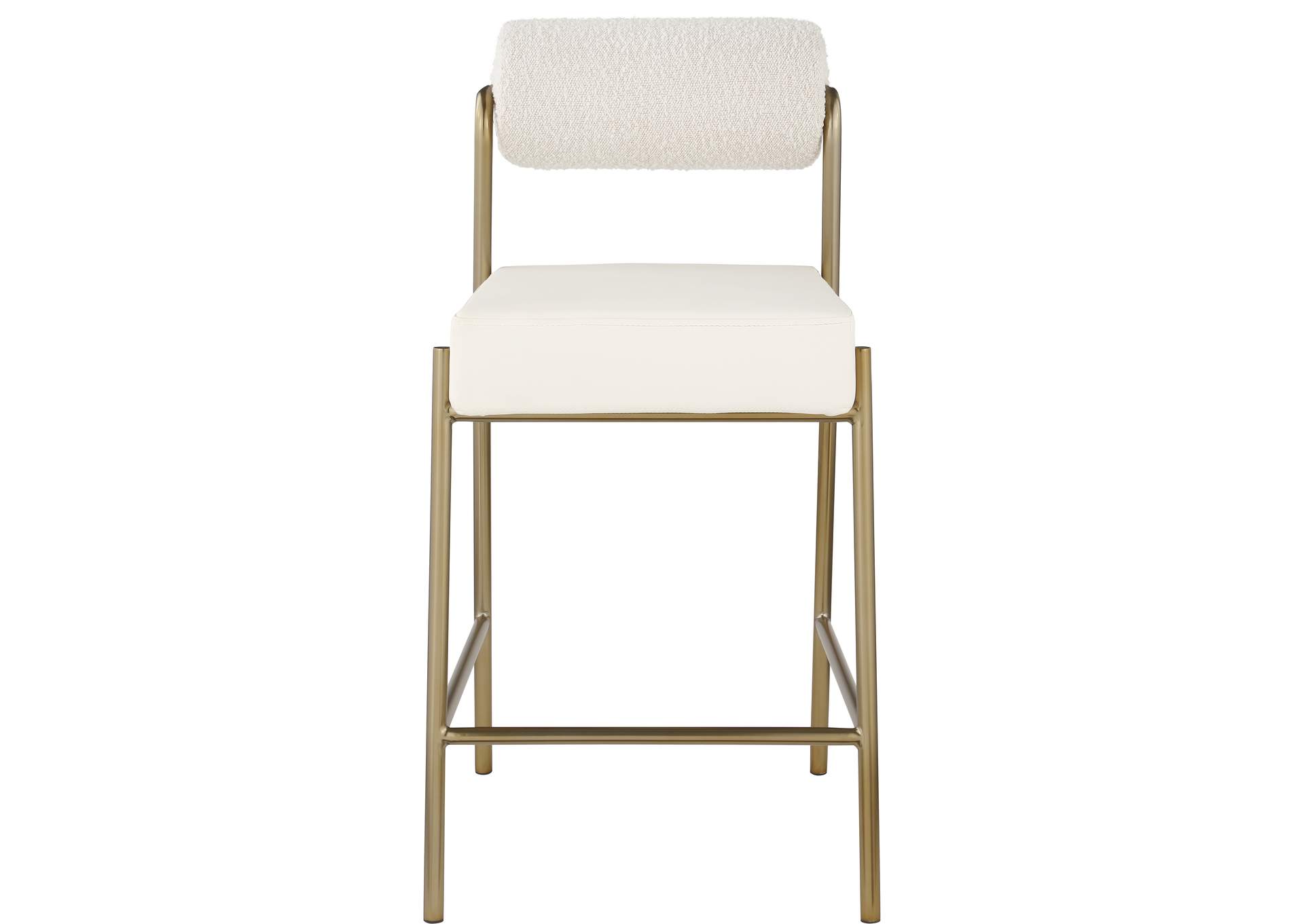 Carly Cream Faux Leather Seat - Boucle Fabric Back Counter Stool,Meridian Furniture