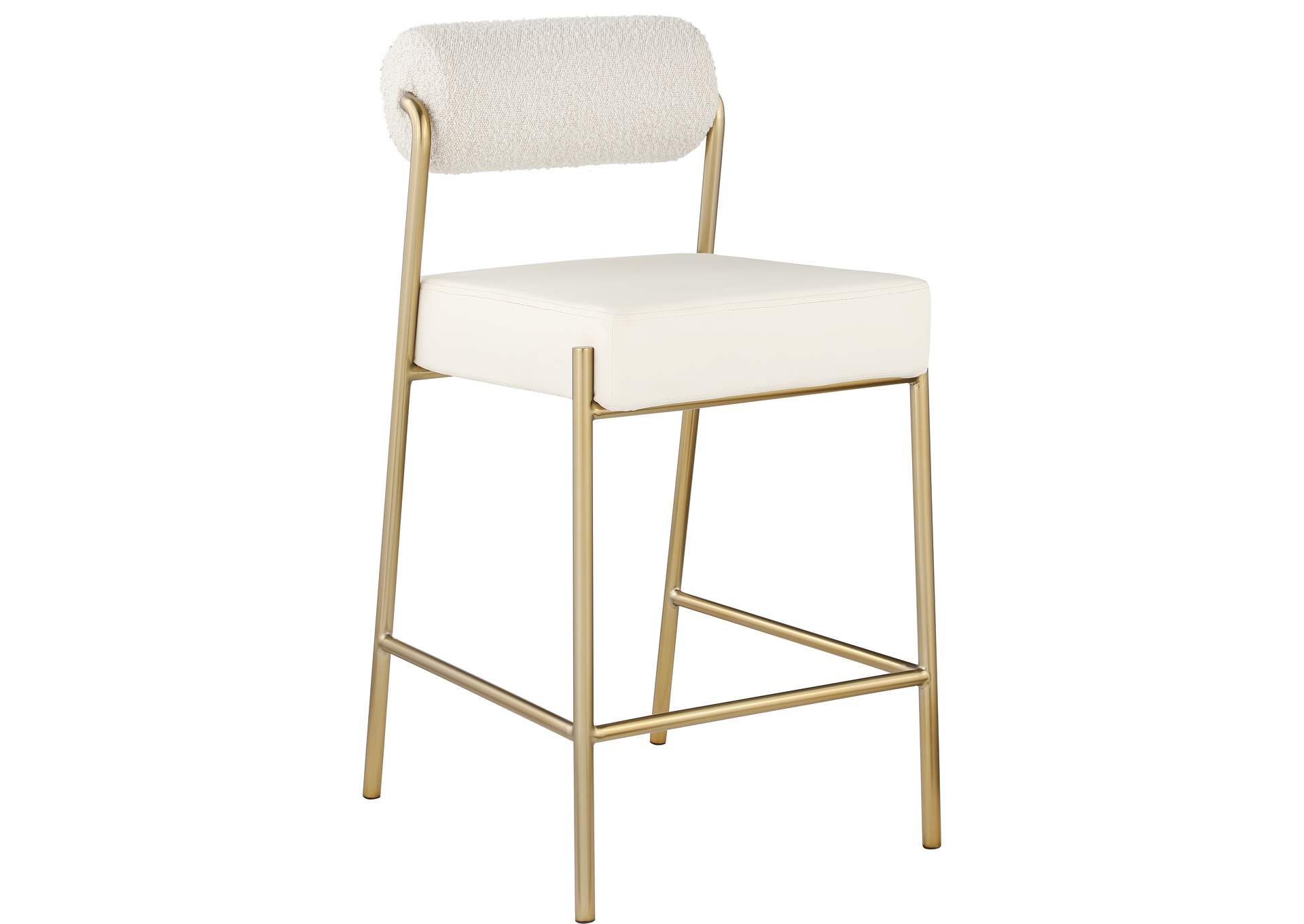 Carly Cream Faux Leather Seat - Boucle Fabric Back Counter Stool,Meridian Furniture