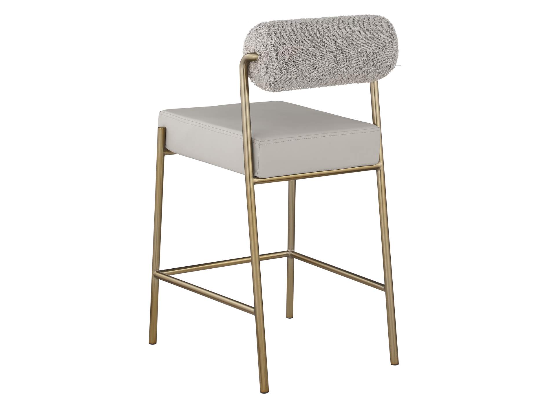 Carly Taupe Faux Leather Seat - Boucle Fabric Back Counter Stool,Meridian Furniture