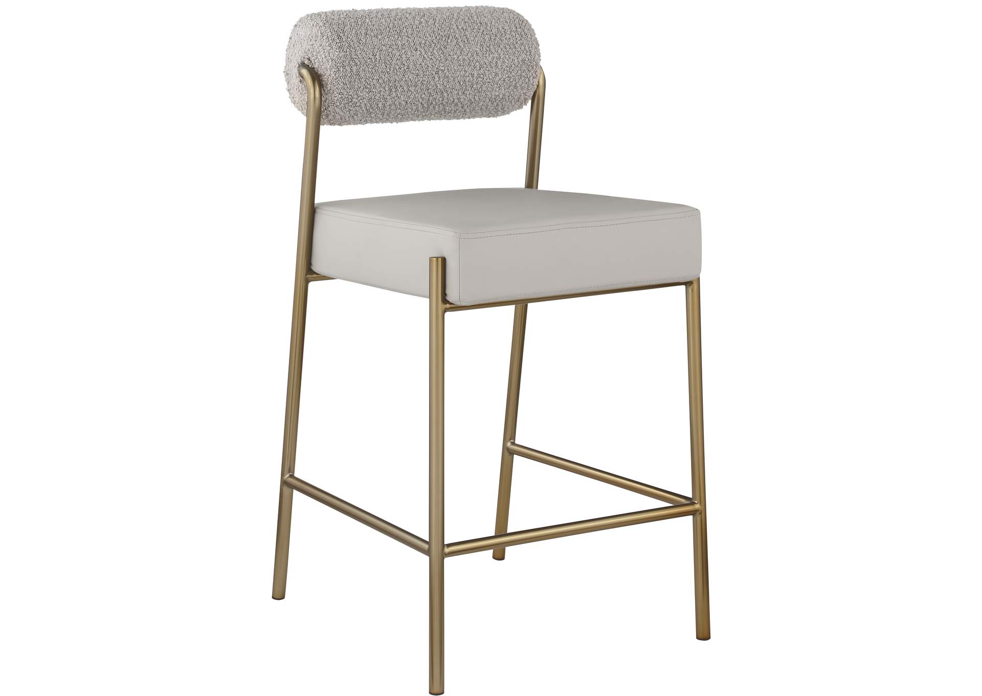 Carly Taupe Faux Leather Seat - Boucle Fabric Back Counter Stool,Meridian Furniture