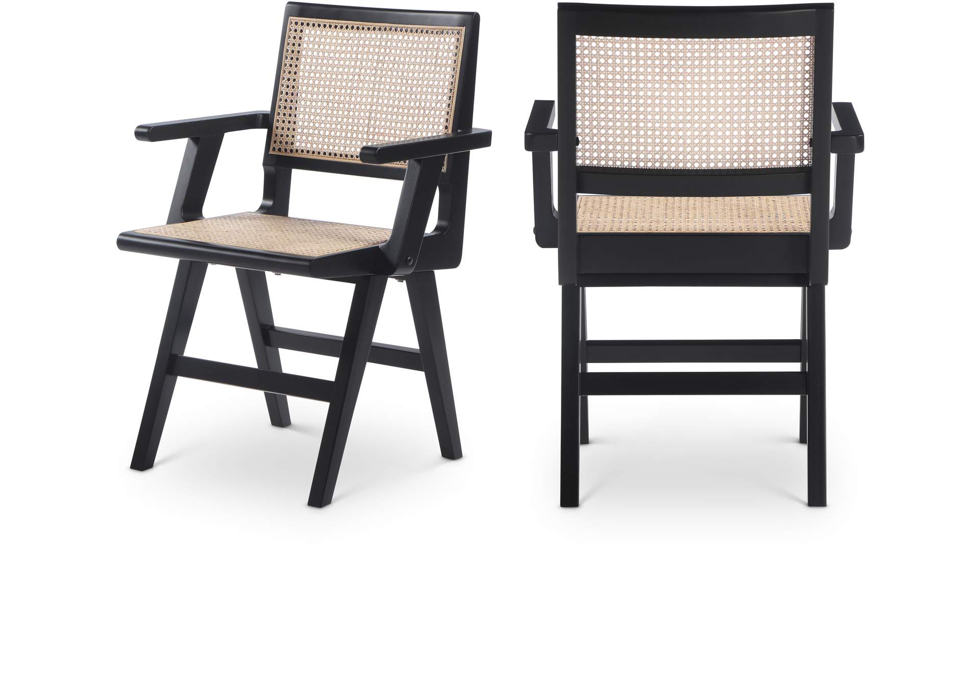 Preston Black Wood Dining Arm Chair Set of 2,Meridian Furniture