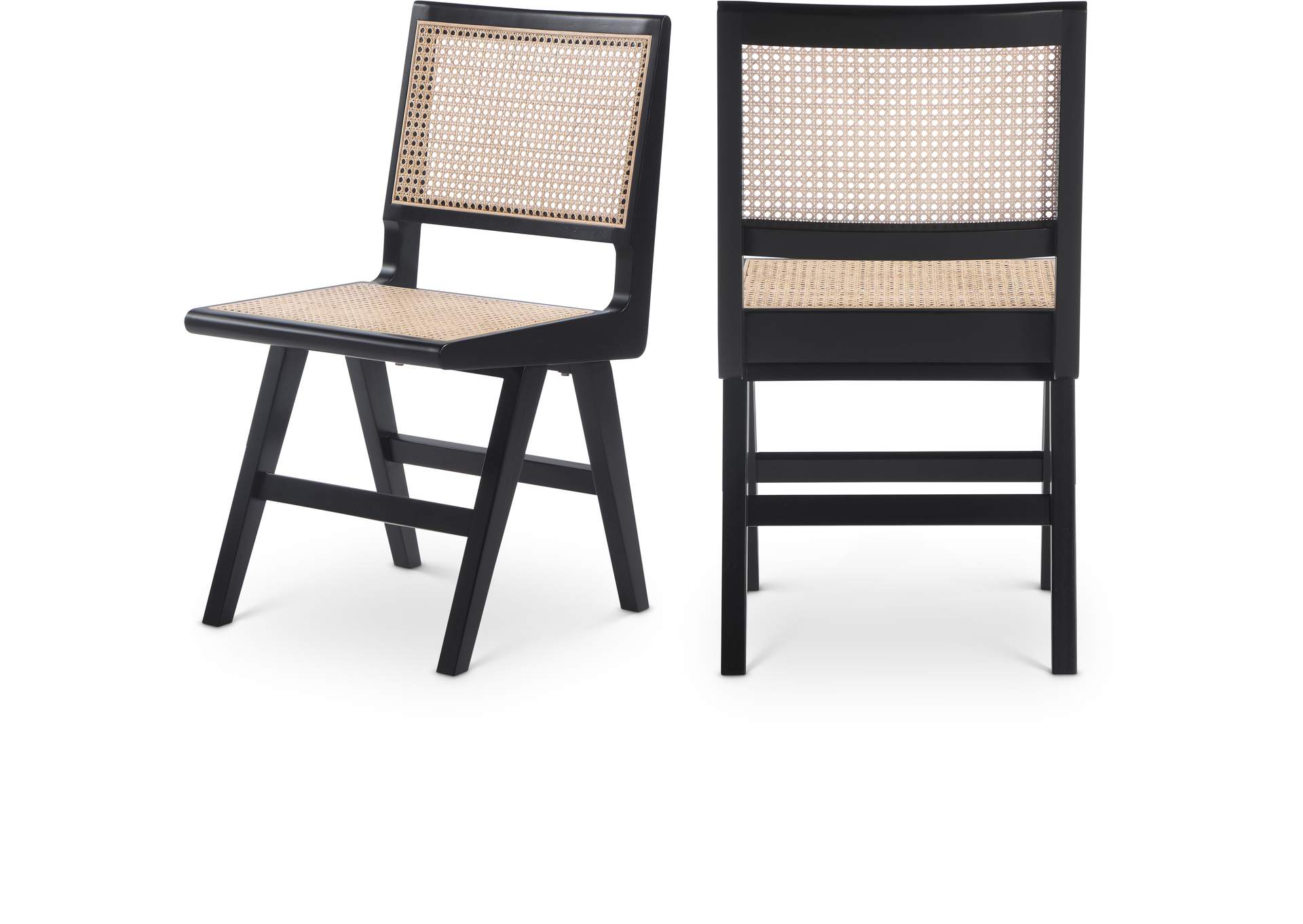 Preston Black Wood Dining Side Chair Set of 2,Meridian Furniture