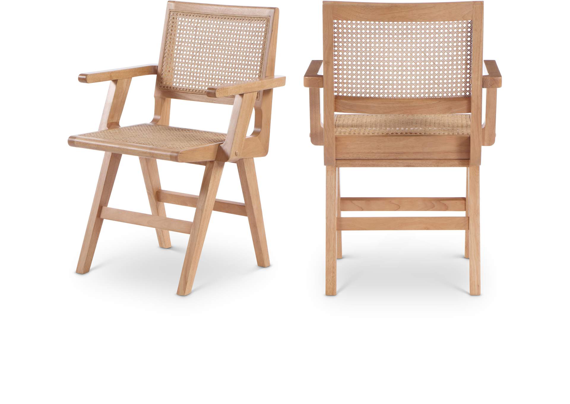 Preston Natural Wood Dining Arm Chair Set of 2,Meridian Furniture