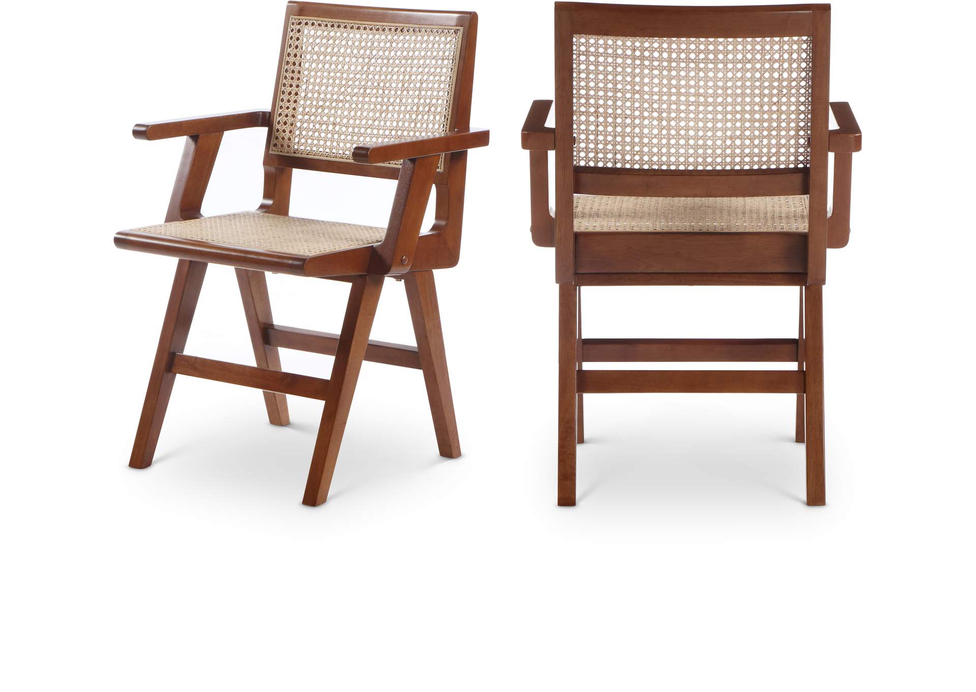 Preston Walnut Wood Dining Arm Chair Set of 2,Meridian Furniture