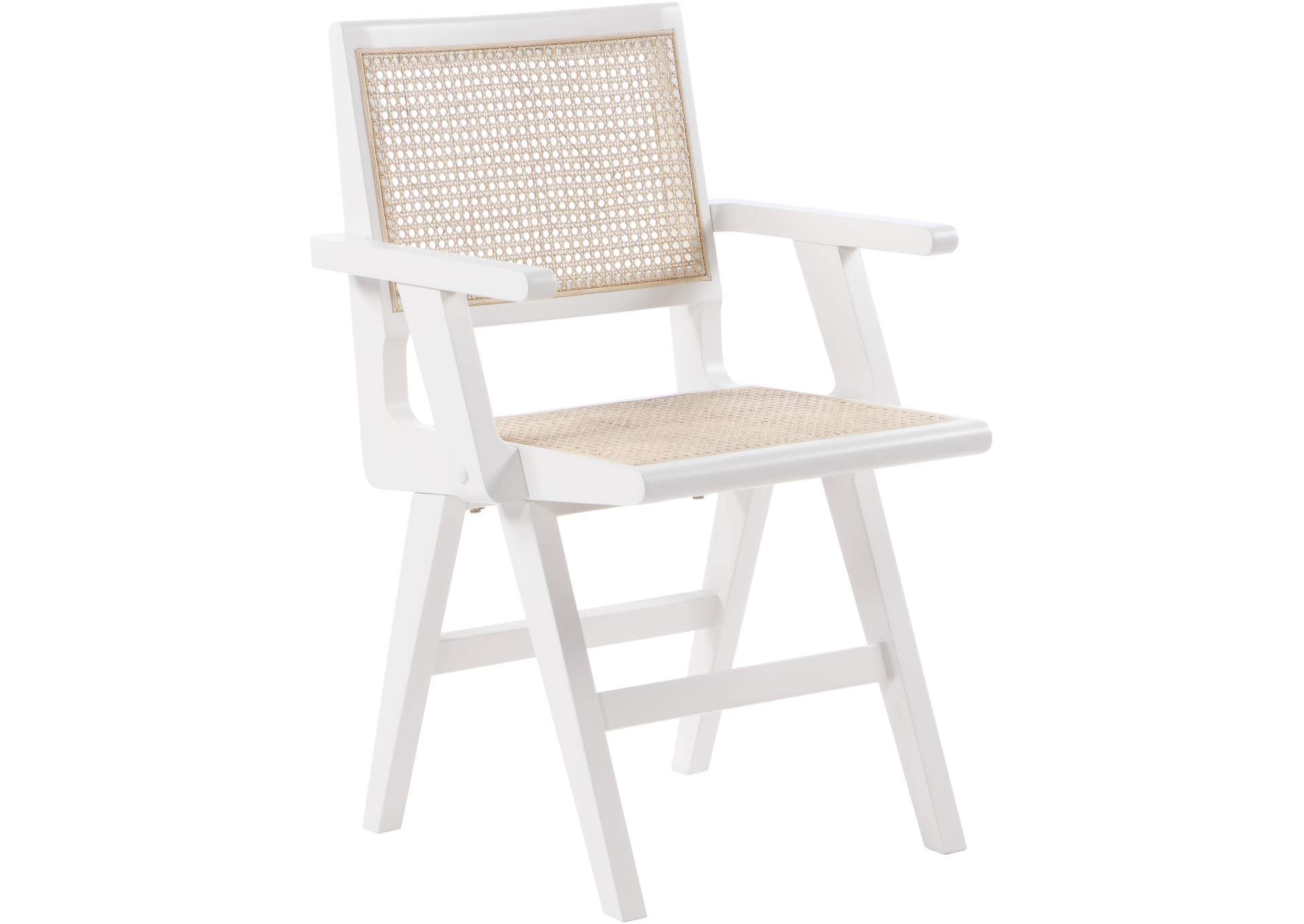 Preston White Wood Dining Arm Chair Set of 2,Meridian Furniture