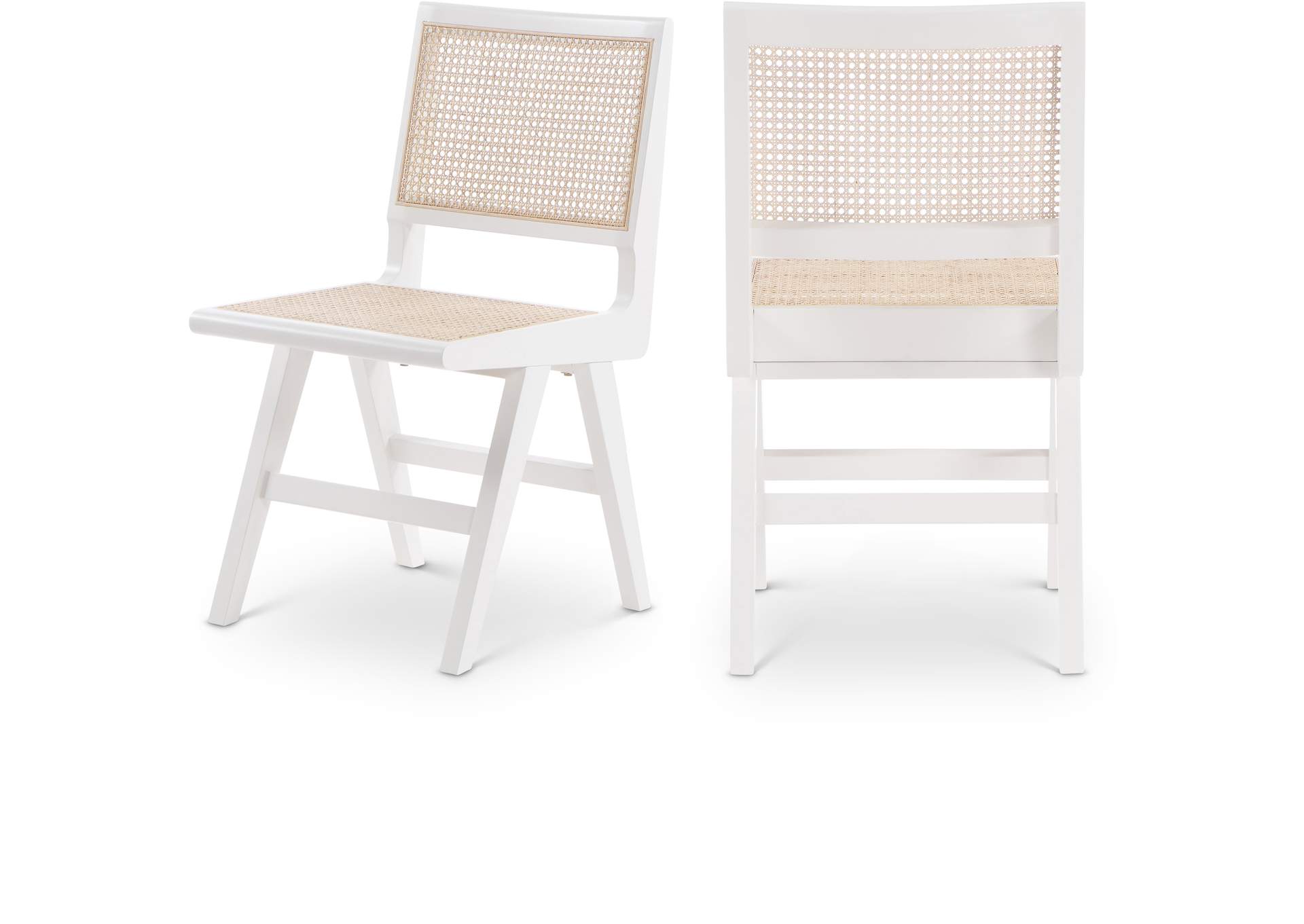 Preston White Wood Dining Side Chair Set of 2,Meridian Furniture