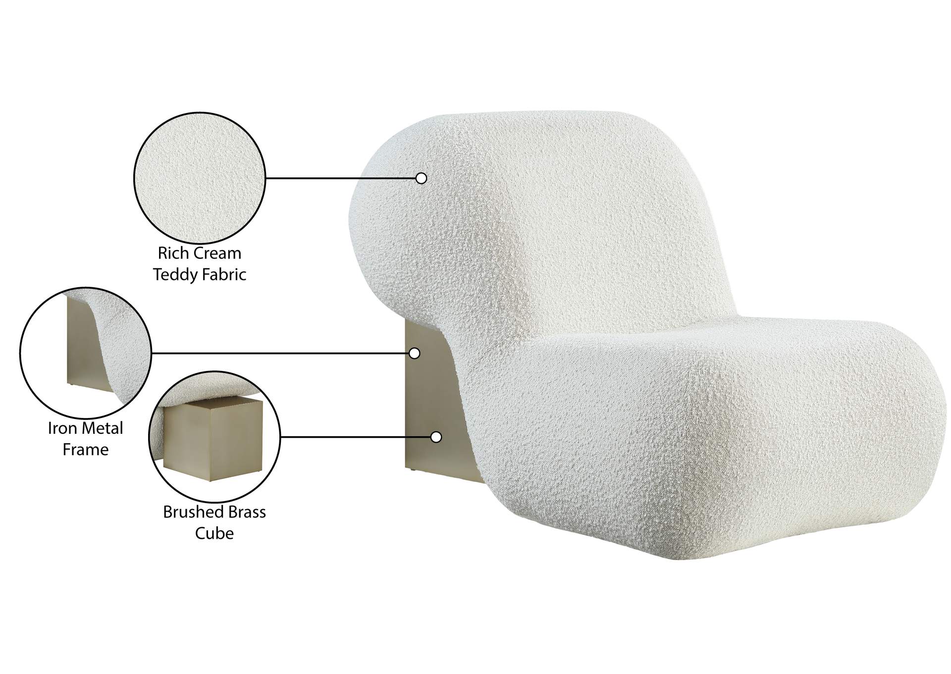 Quadra Cream Fabric Accent Chair,Meridian Furniture