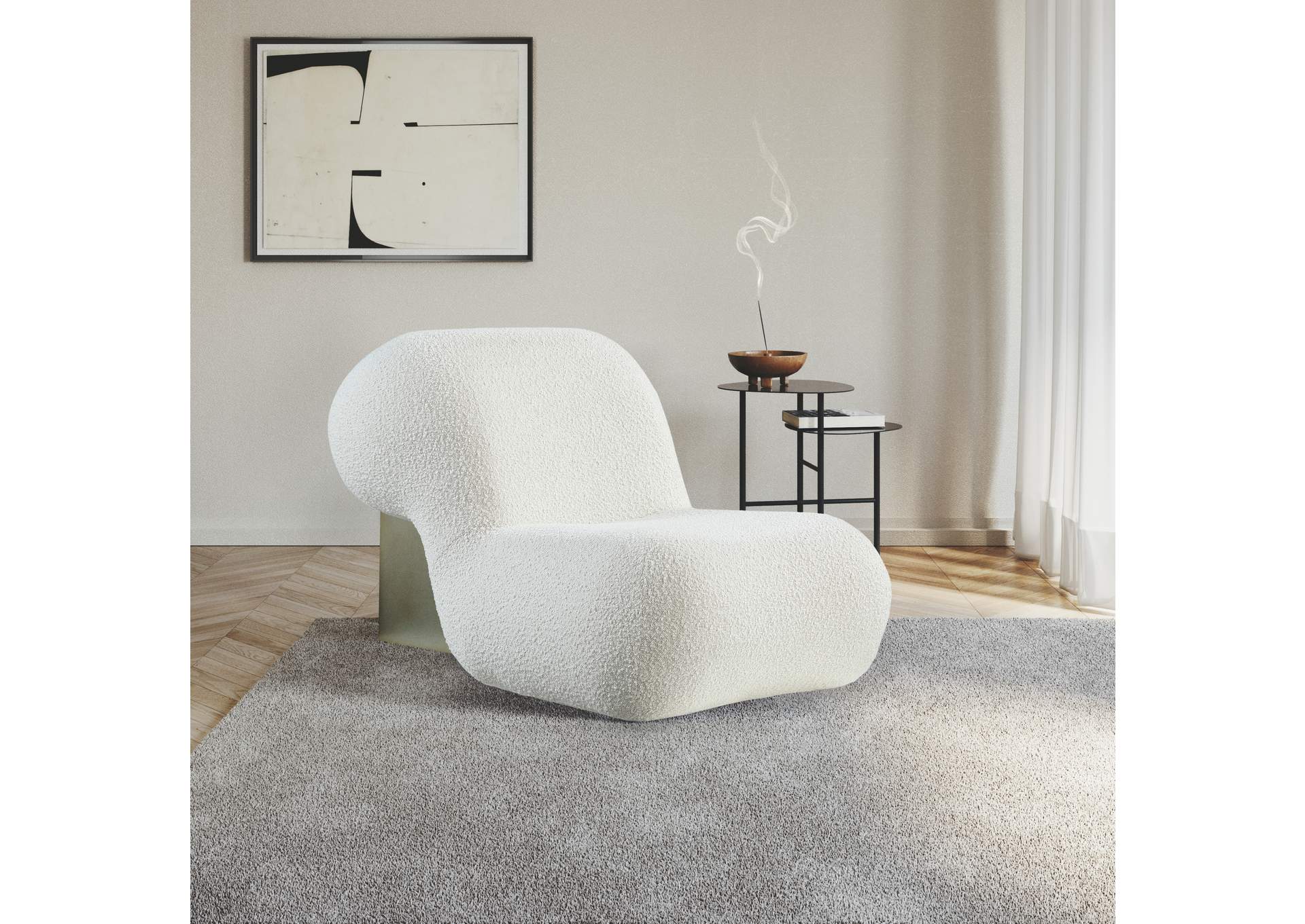 Quadra Cream Fabric Accent Chair,Meridian Furniture