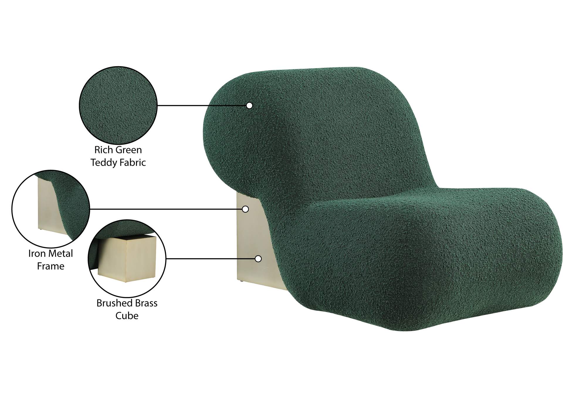 Quadra Green Fabric Accent Chair,Meridian Furniture