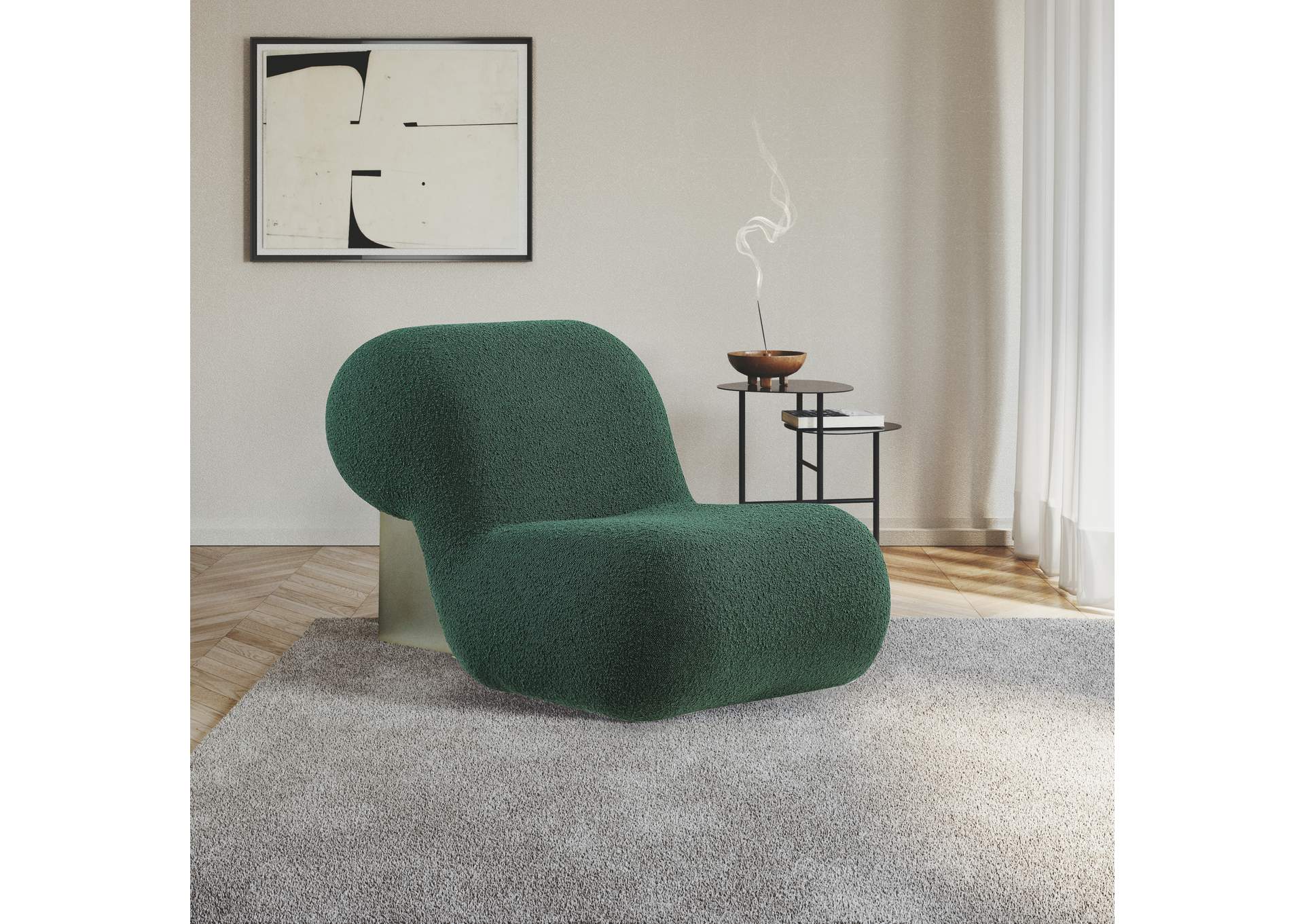 Quadra Green Fabric Accent Chair,Meridian Furniture