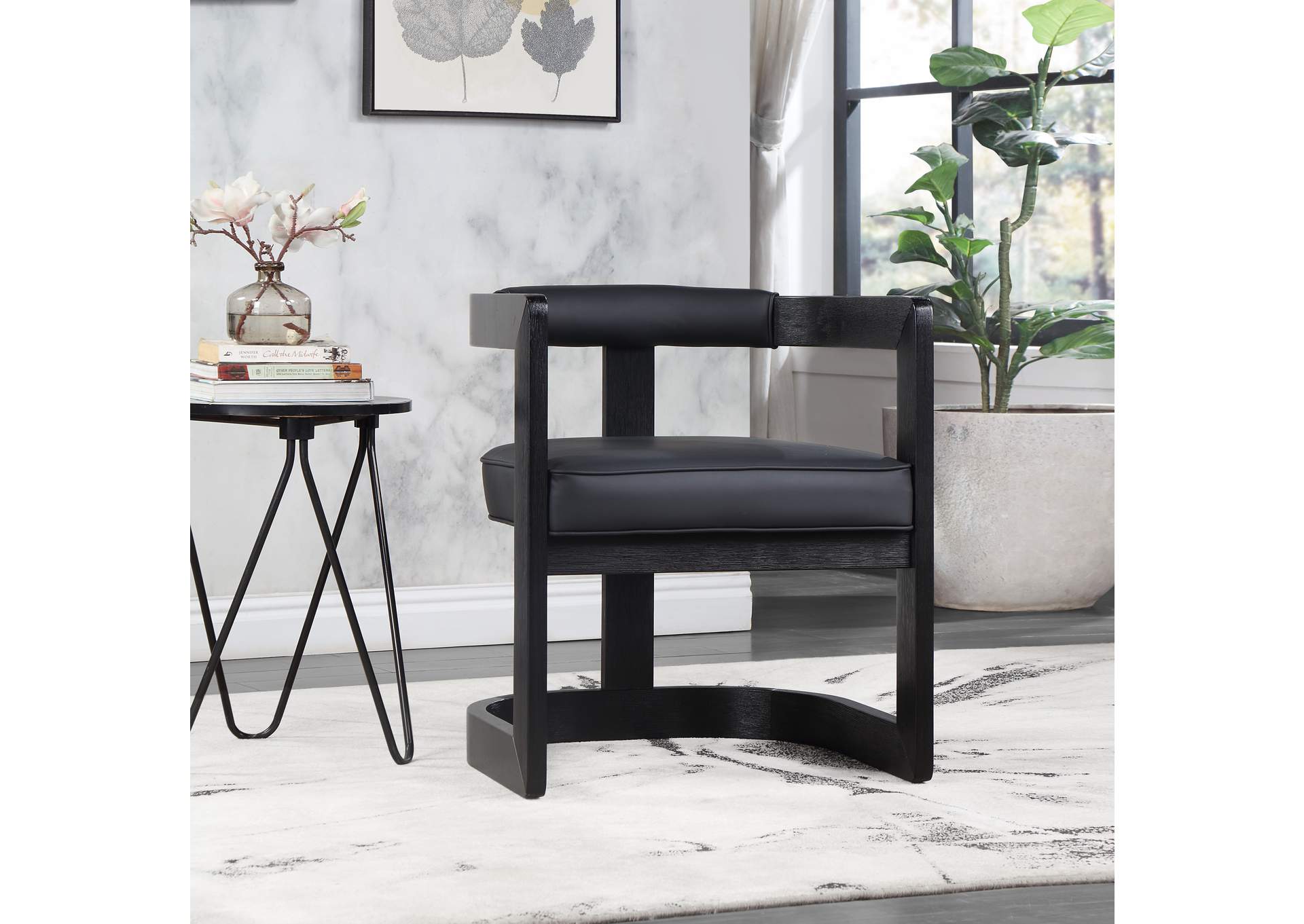 Manchester Black Faux Leather Dining Chair,Meridian Furniture