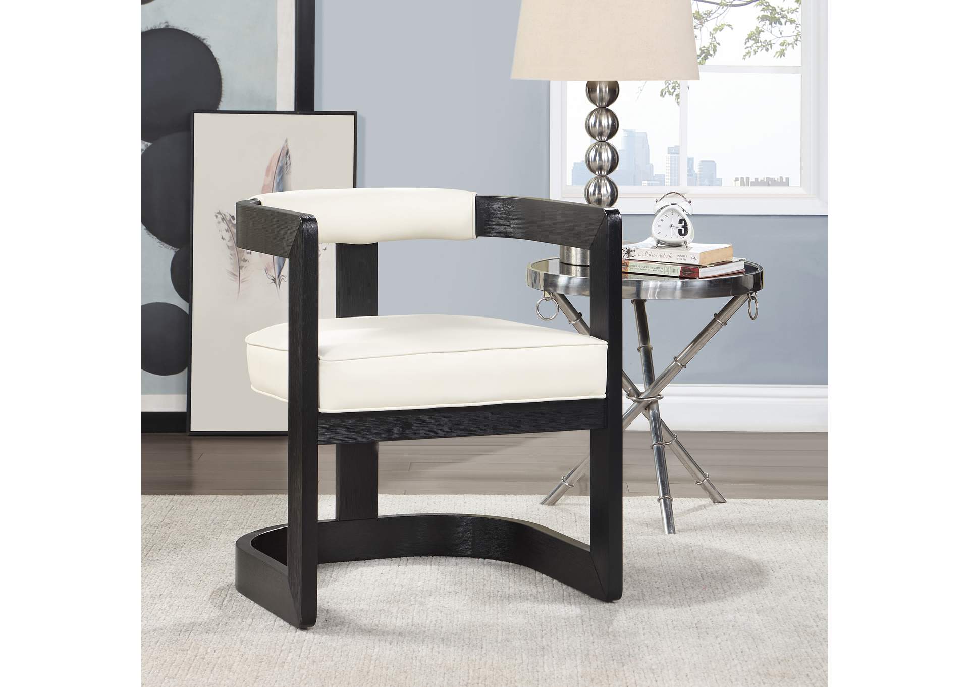 Manchester Cream Faux Leather Dining Chair,Meridian Furniture