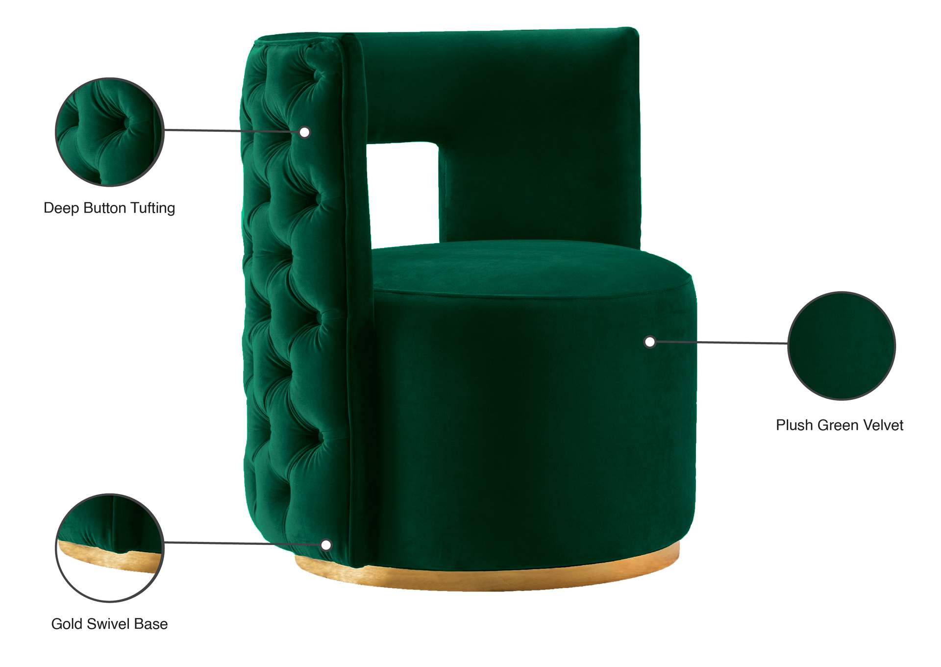 Theo Green Velvet Accent Chair,Meridian Furniture