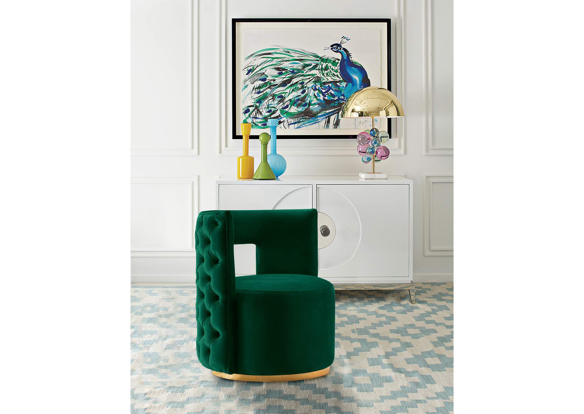 Theo Green Velvet Accent Chair,Meridian Furniture