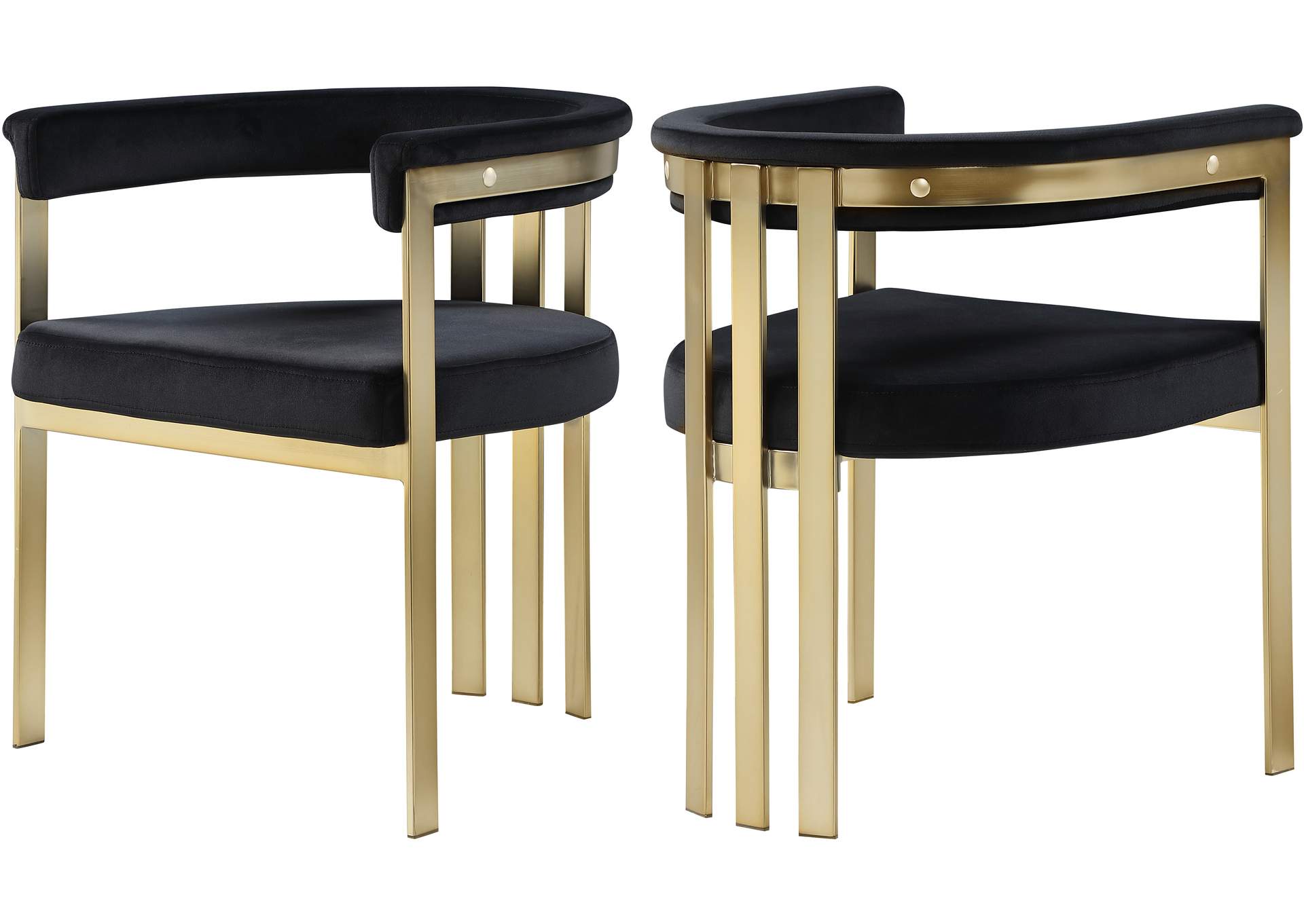 Marcello Black Velvet Dining Chair Set of 2,Meridian Furniture