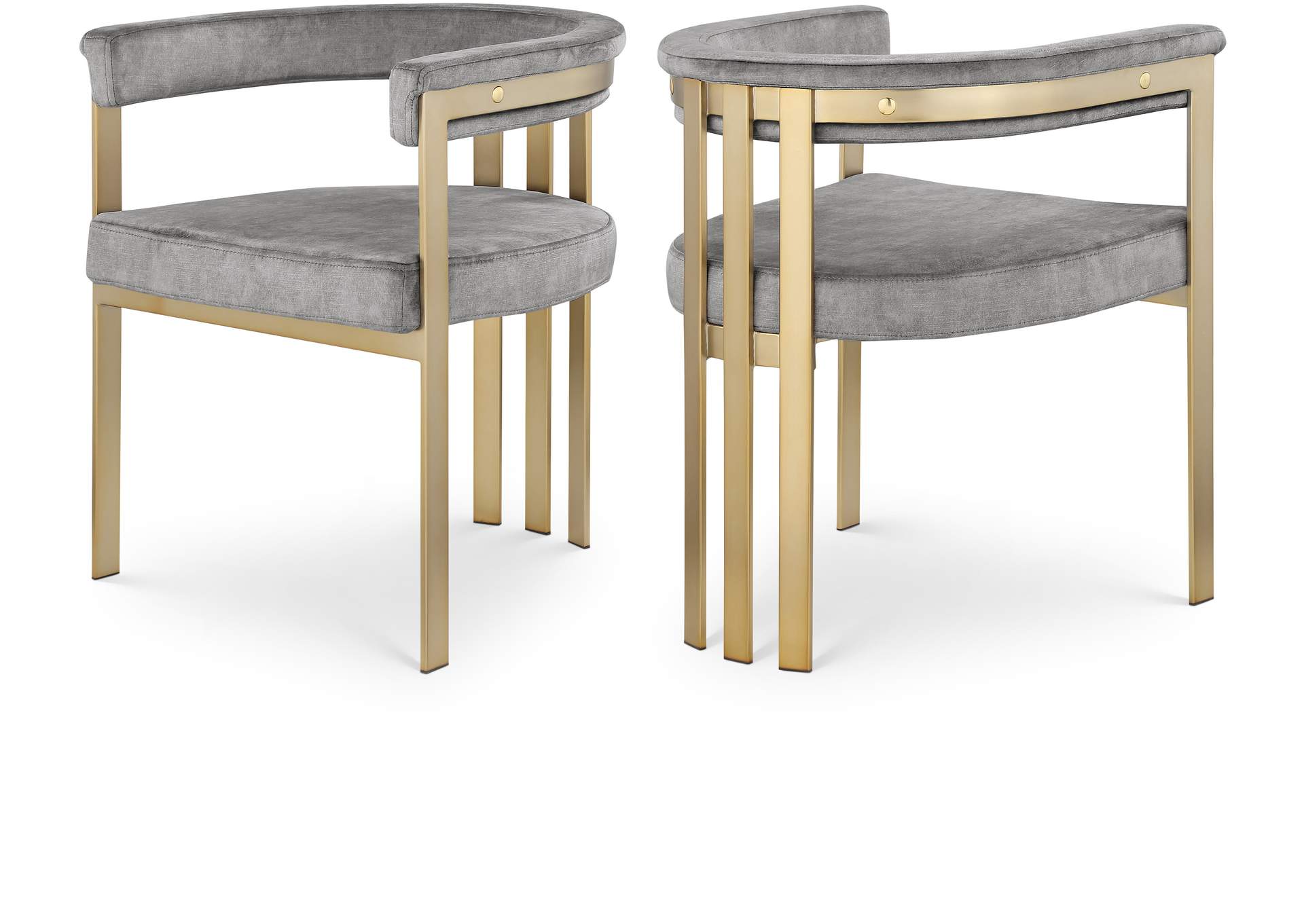 Marcello Grey Velvet Dining Chair Set of 2,Meridian Furniture