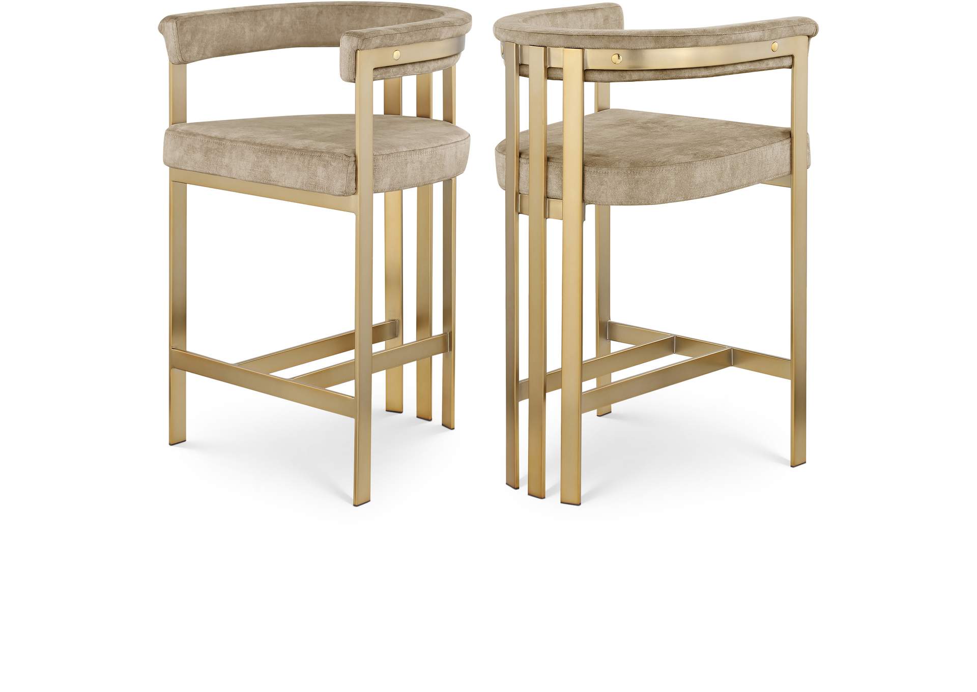 Marcello Beige Velvet Counter Stool,Meridian Furniture