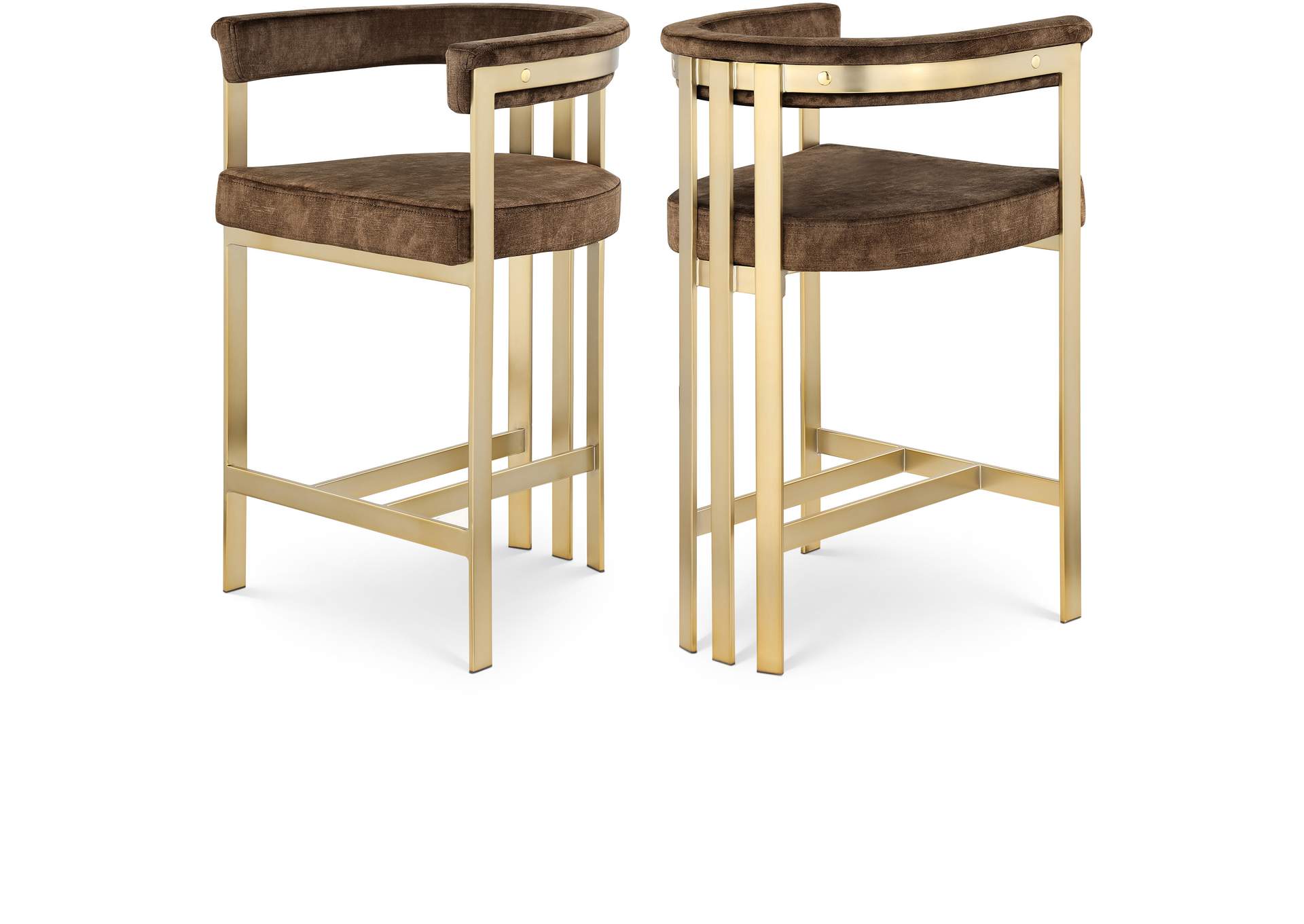 Marcello Brown Velvet Counter Stool,Meridian Furniture