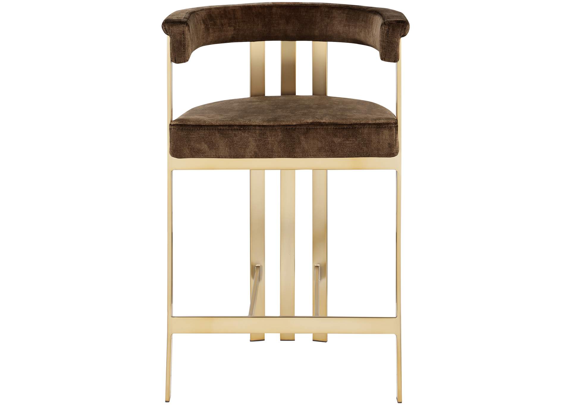 Marcello Brown Velvet Counter Stool,Meridian Furniture