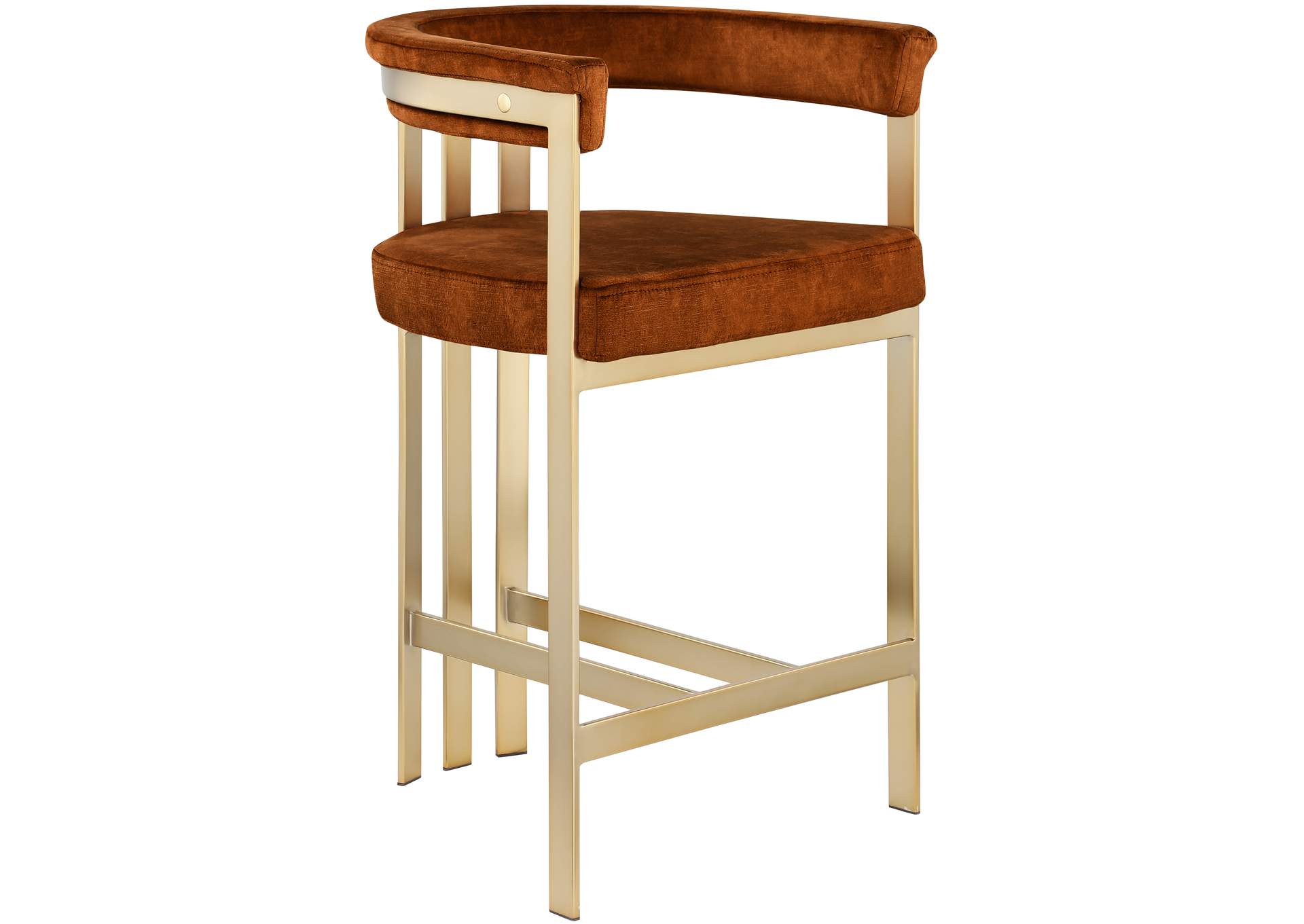 Marcello Cognac Velvet Counter Stool,Meridian Furniture