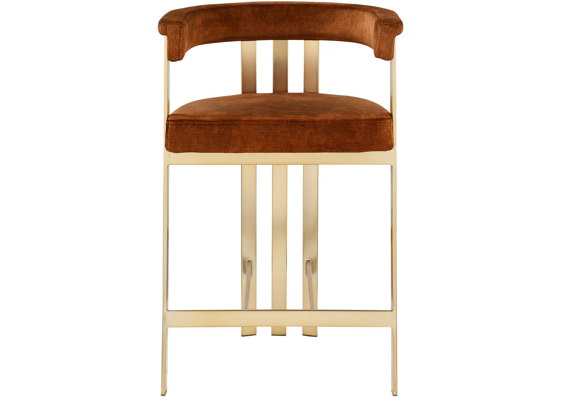 Marcello Cognac Velvet Counter Stool,Meridian Furniture