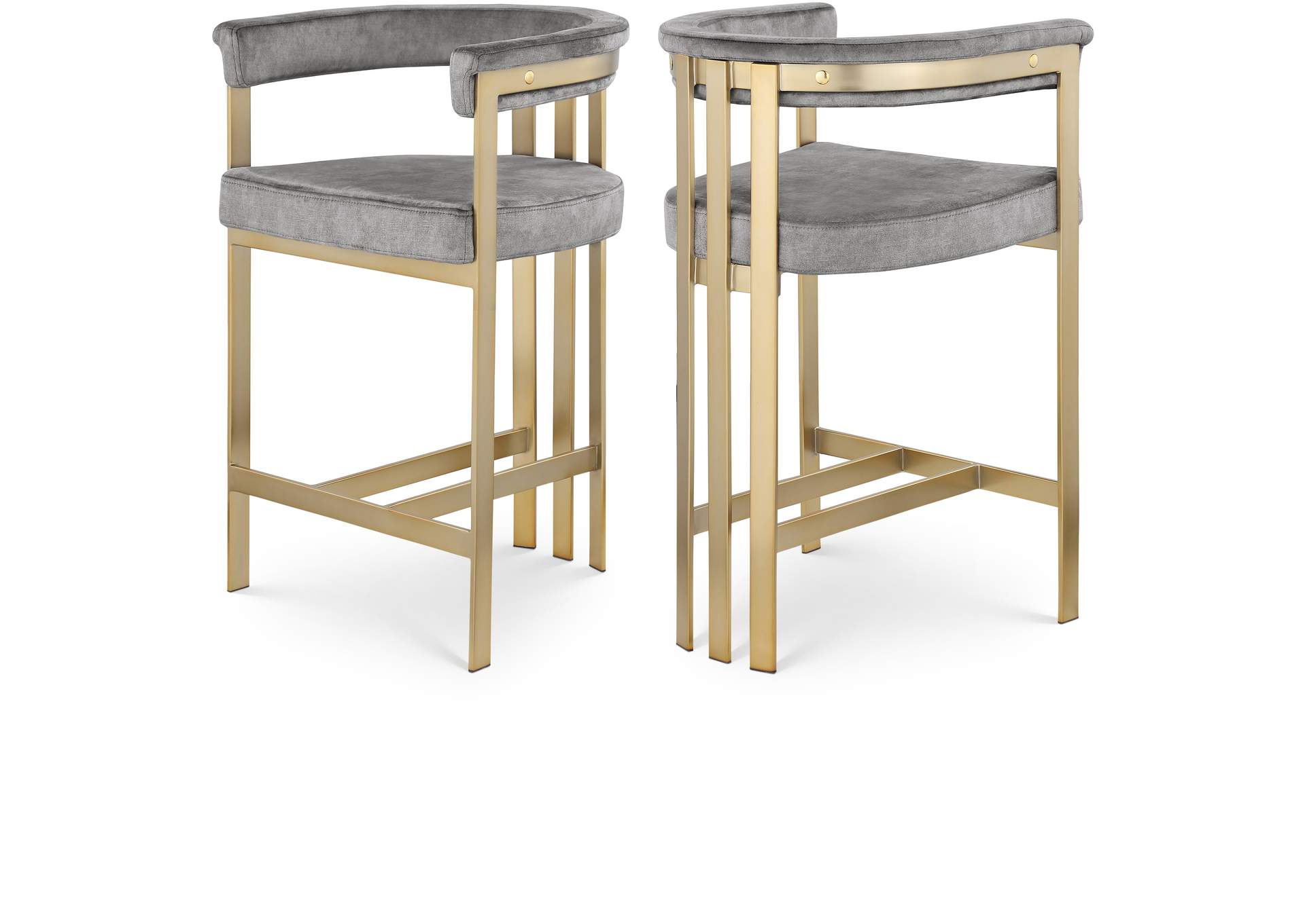 Marcello Grey Velvet Counter Stool,Meridian Furniture